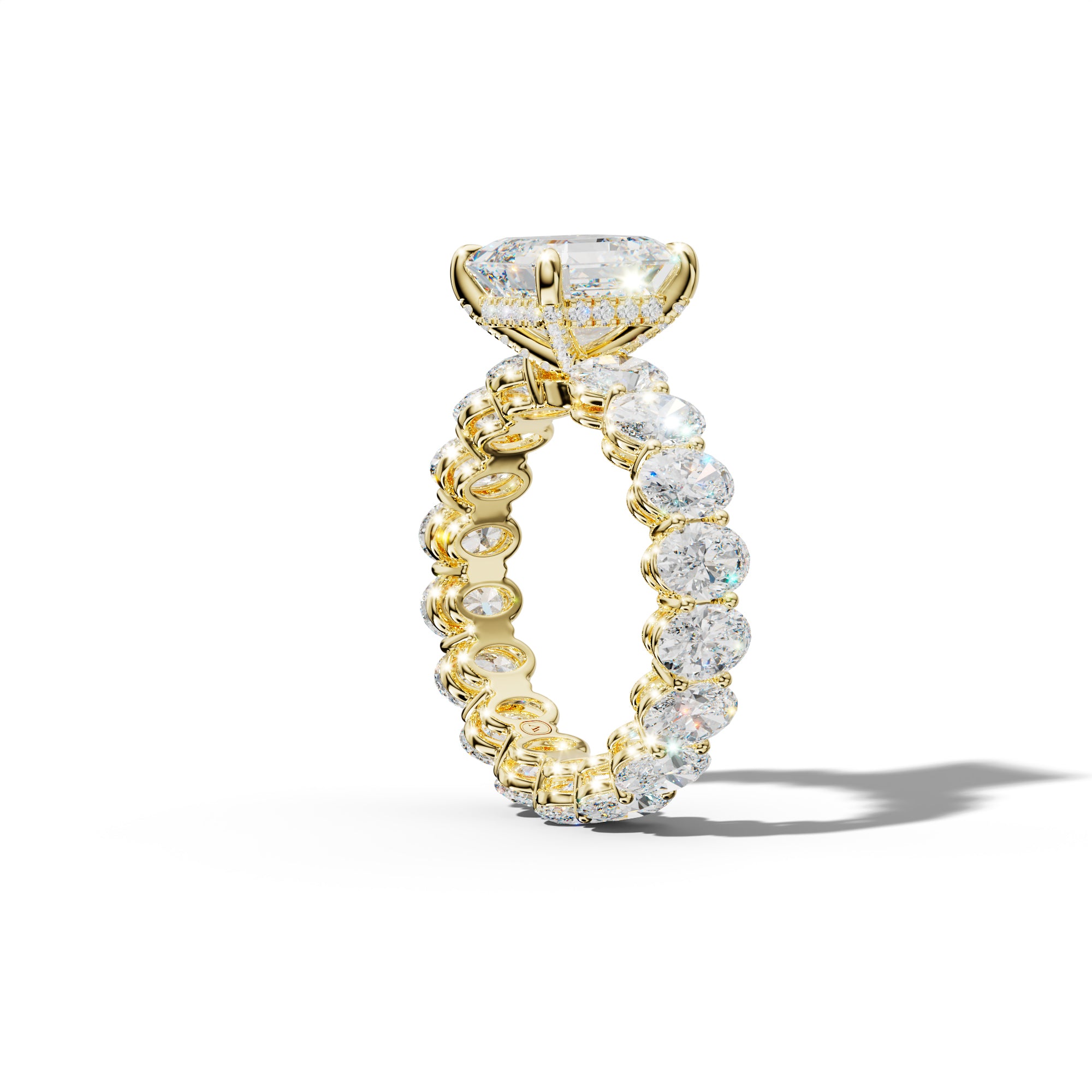 Amoura Asscher Diamond Engagement Ring With Oval Side Stones