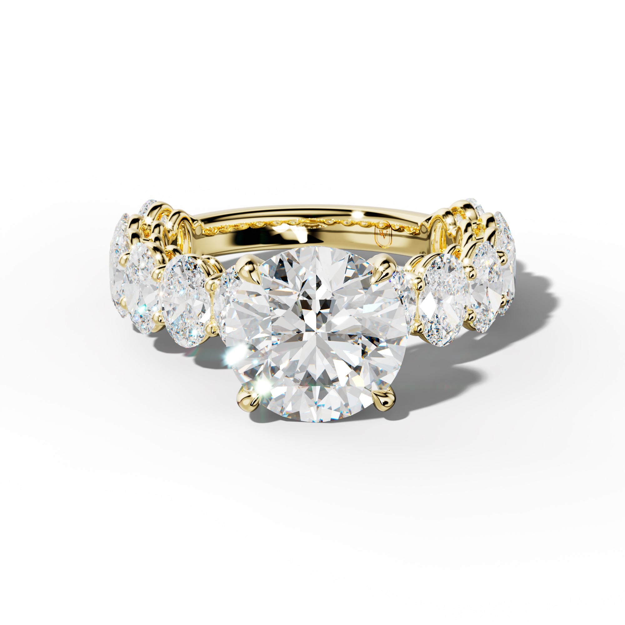 Saylor Round Diamond Engagement Ring With Oval Side Stones