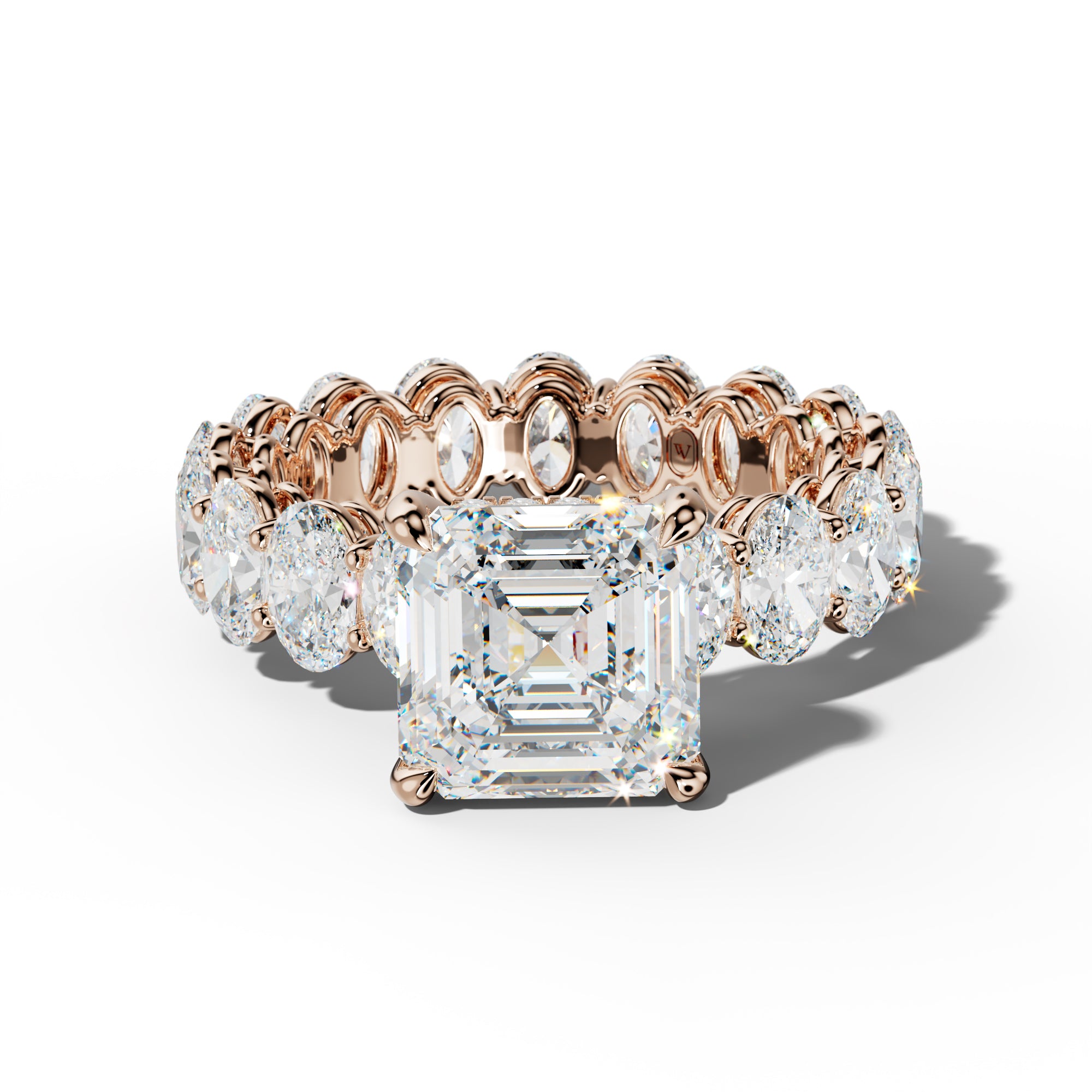 Amoura Asscher Diamond Engagement Ring With Oval Side Stones