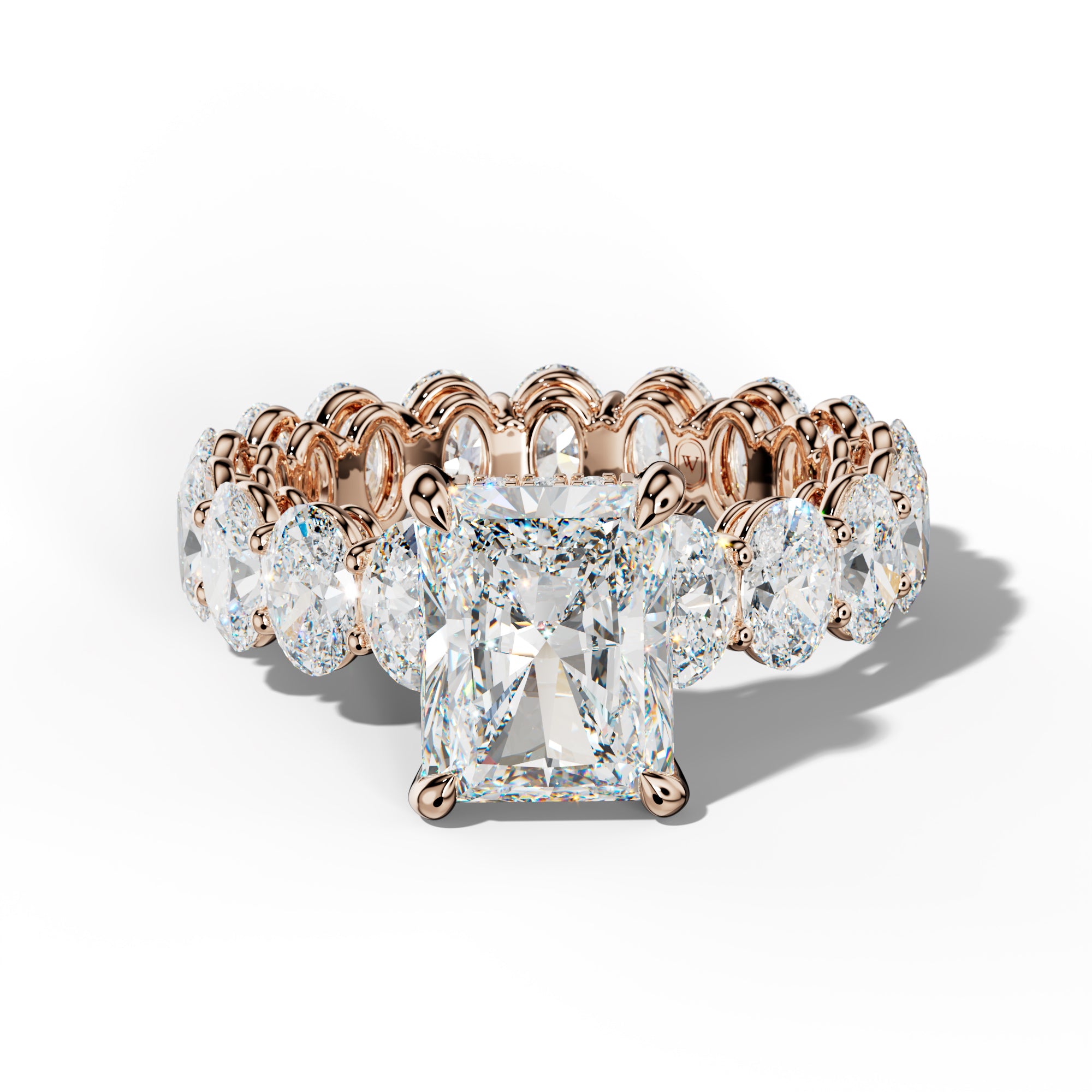 Amoura Radiant Diamond Engagement Ring With Oval Side Stones