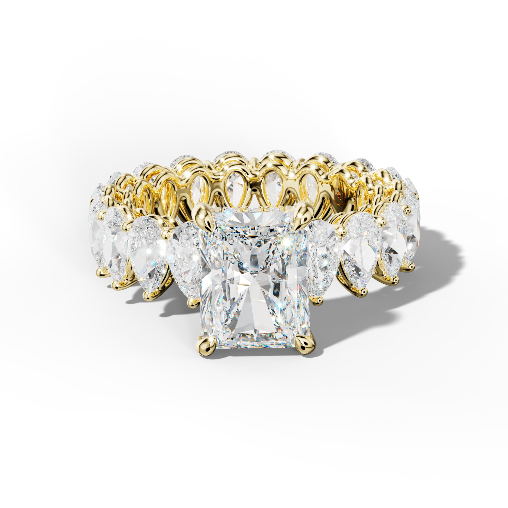 Maya Radiant Diamond Engagement Ring With Pear Shape Side Stones