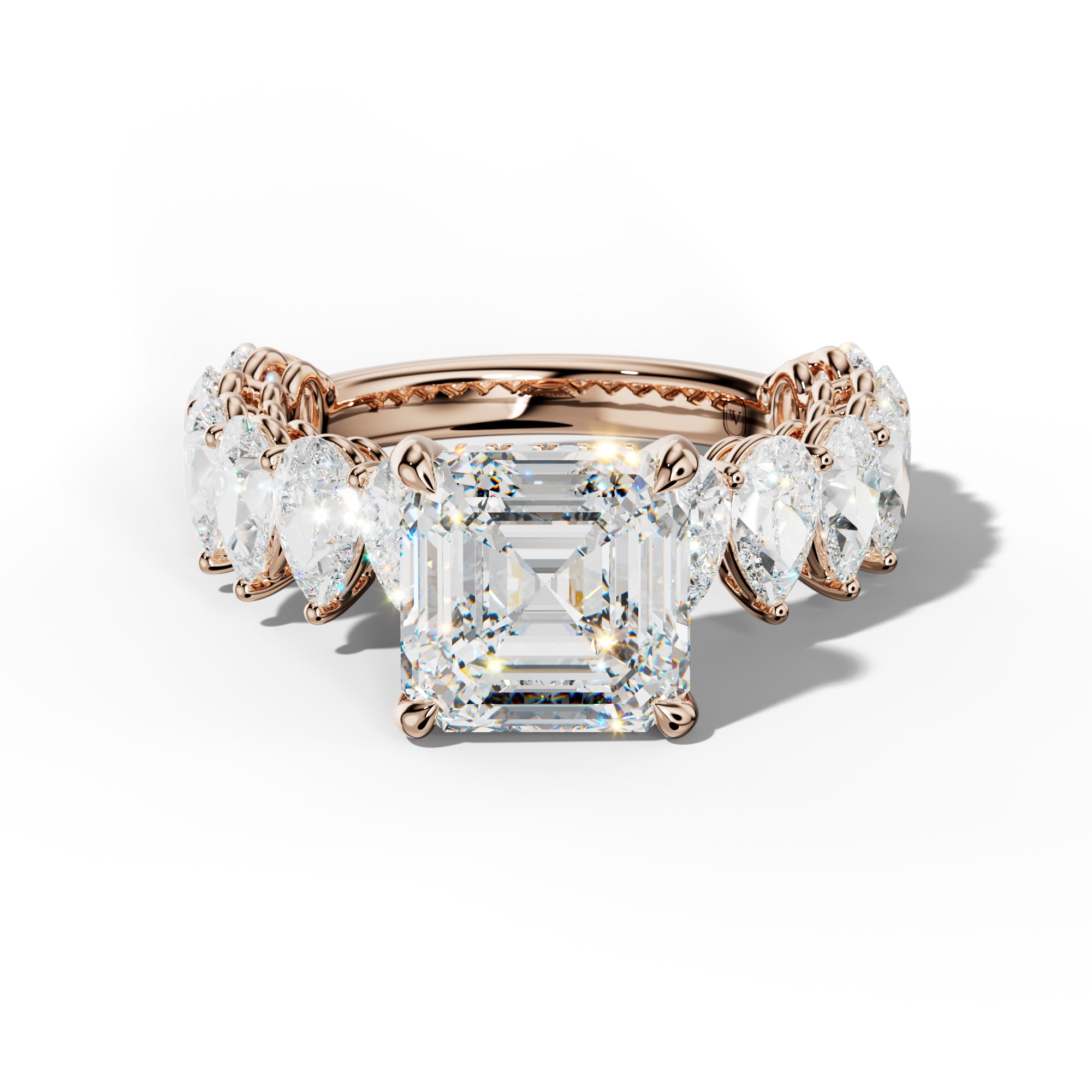 Remi Asscher Diamond Engagement Ring With Pear Shape Side Stones