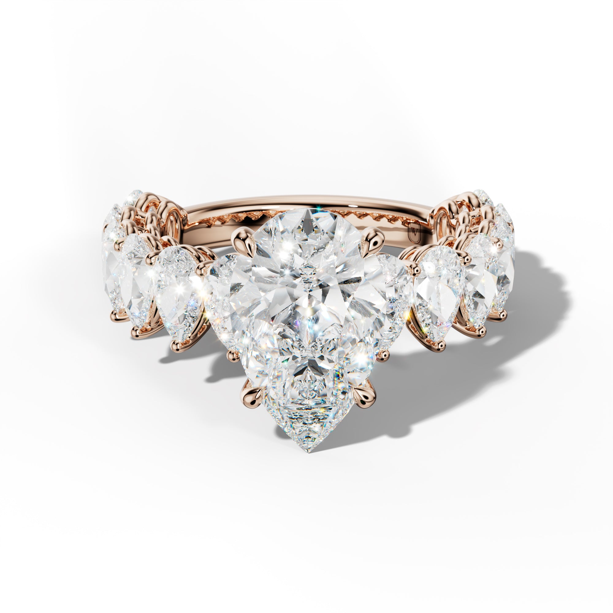 Remi Pear Shape Diamond Engagement Ring With Pear Shape Side Stones