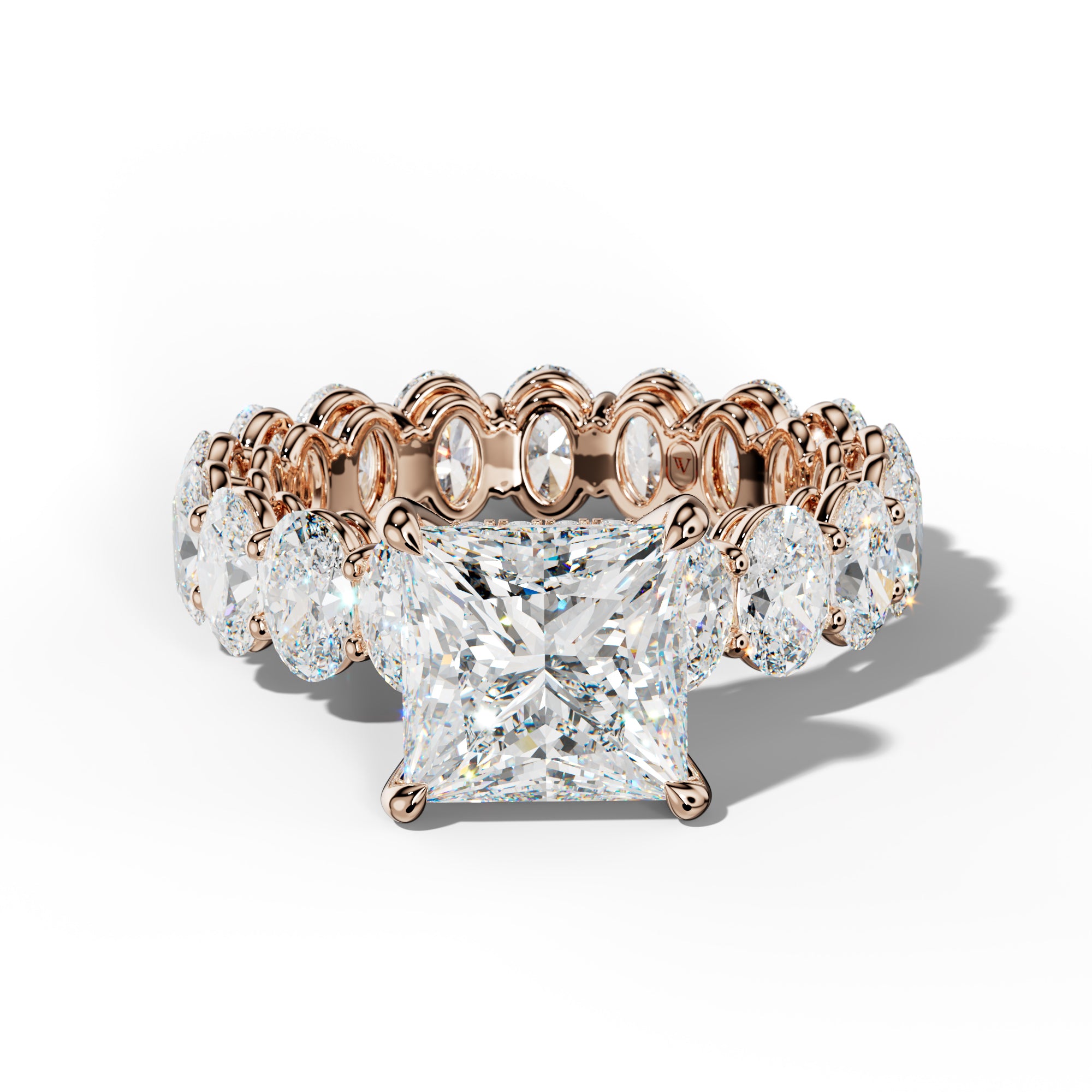 Amoura Princess Cut Engagement Ring With Oval Side Stones