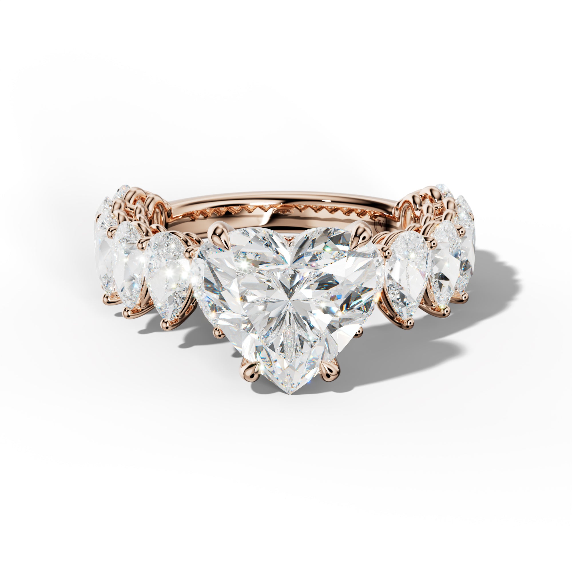 Remi Heart Diamond Engagement Ring With Pear Shape Side Stones