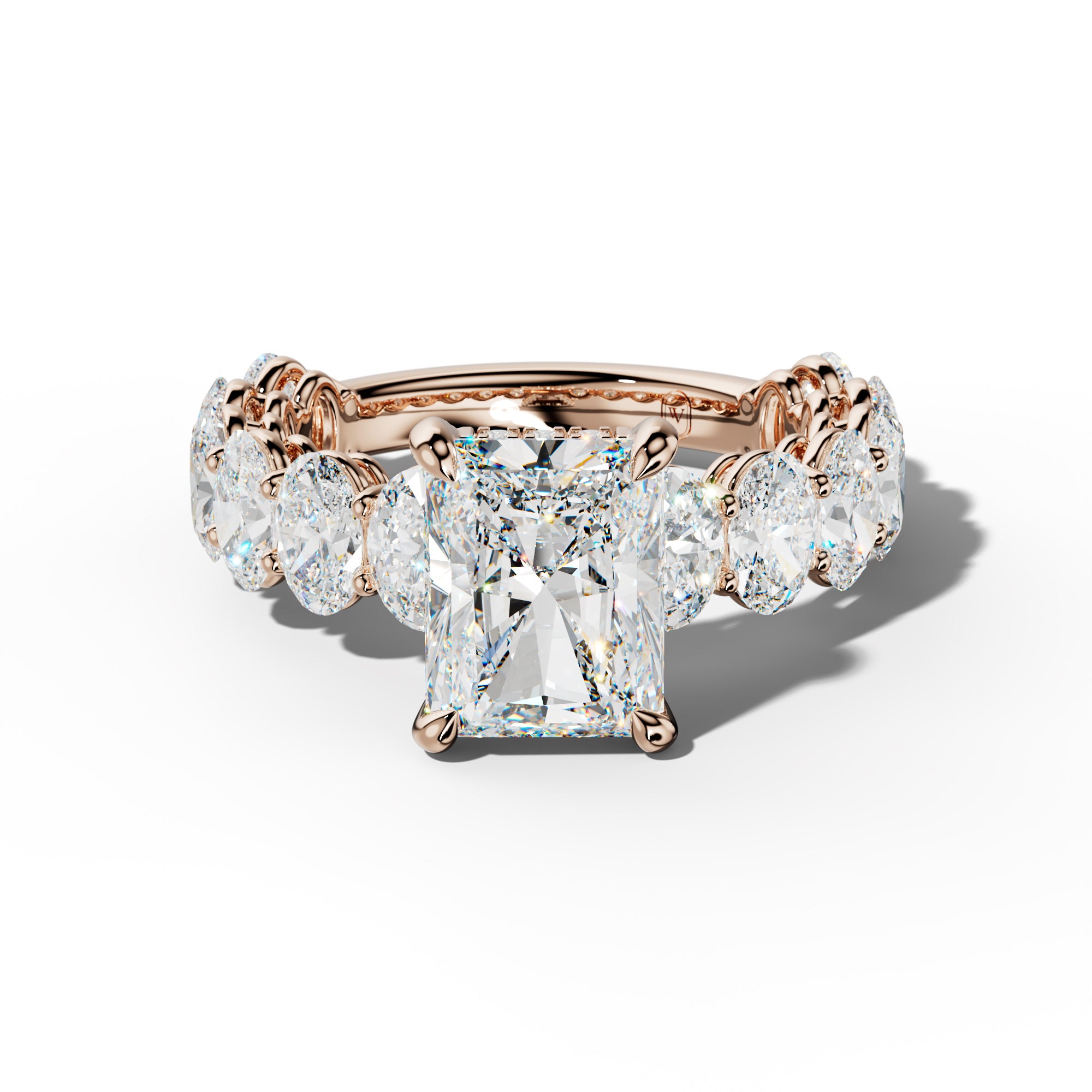Saylor Radiant Diamond Engagement Ring With Oval Side Stones