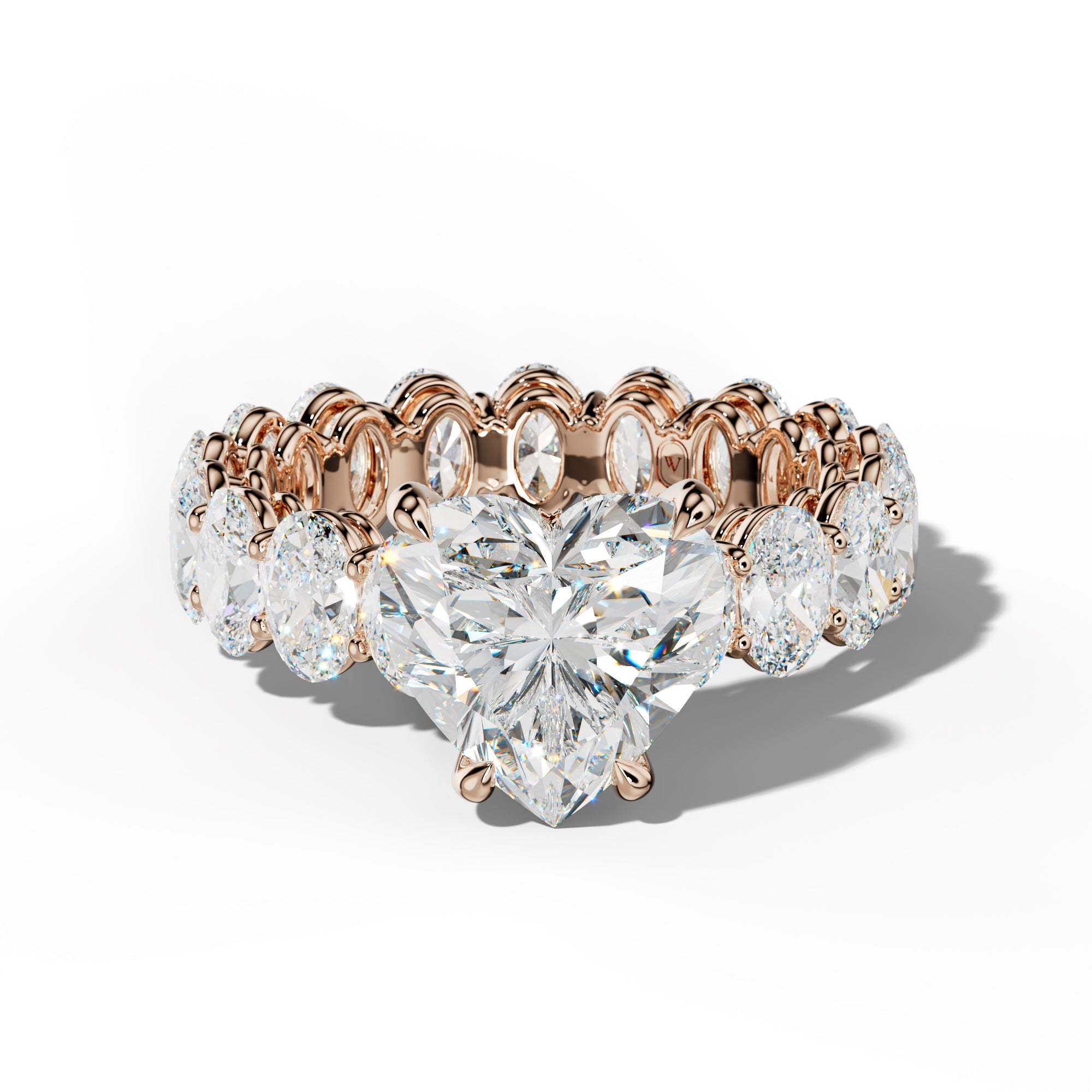 Amoura Heart Diamond Engagement Ring With Oval Side Stones