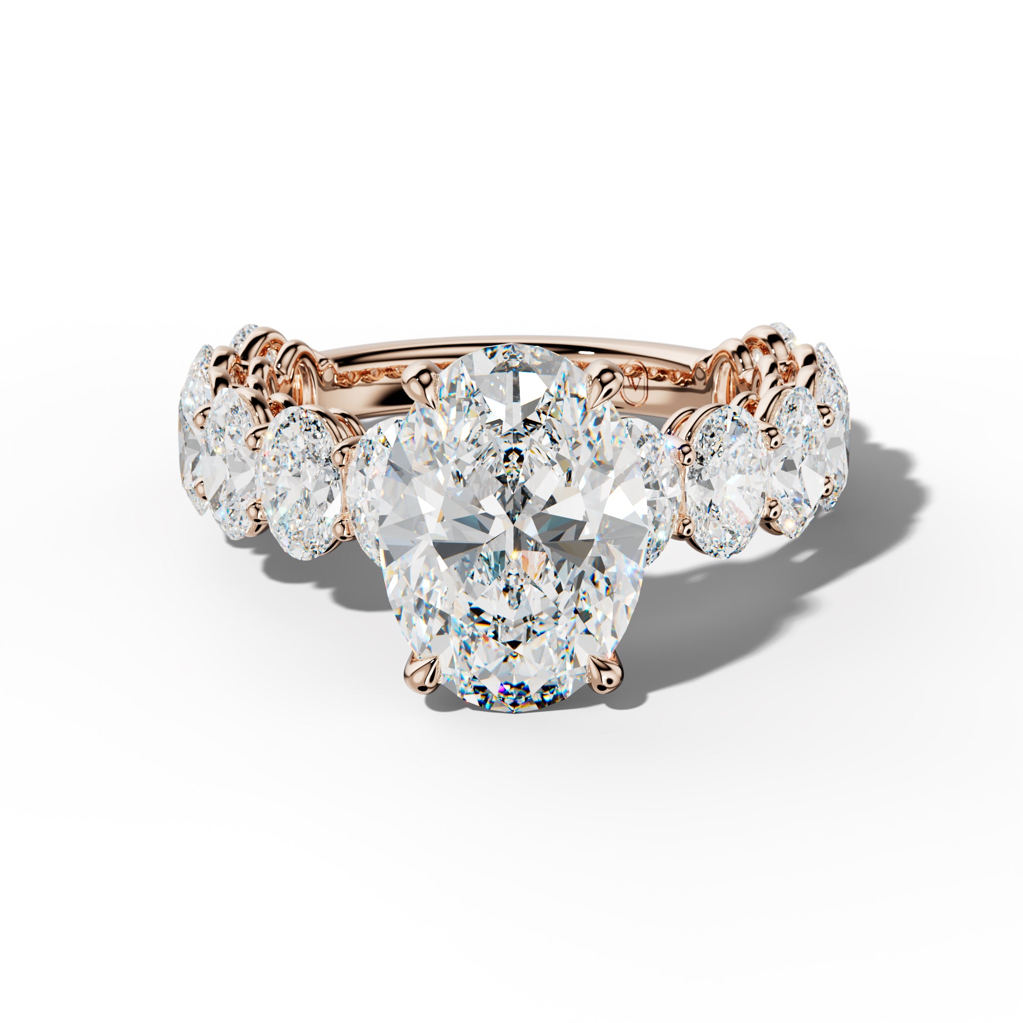 Saylor Oval Diamond Engagement Ring With Oval Side Stones