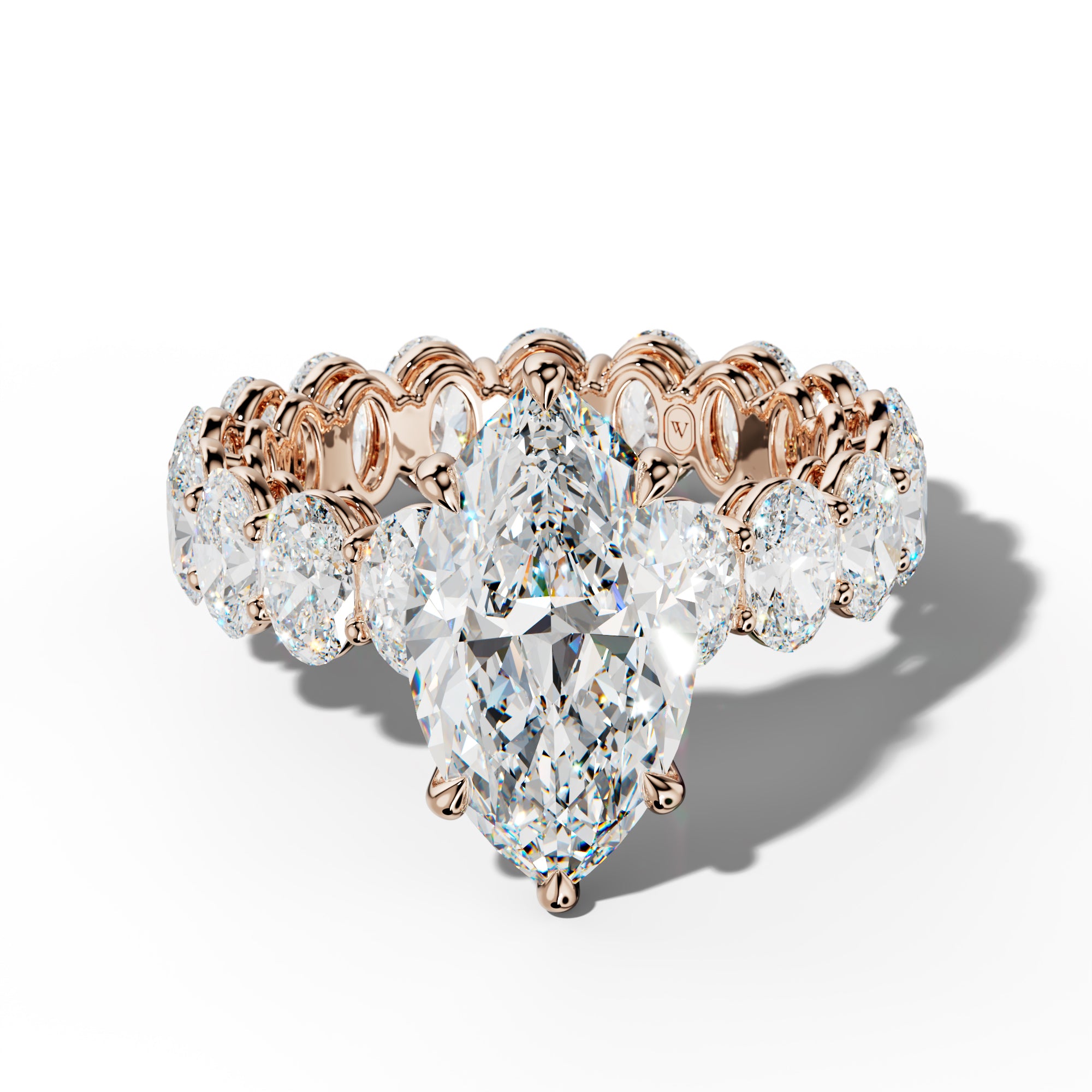 Amoura Marquise Diamond Engagement Ring With Oval Side Stones
