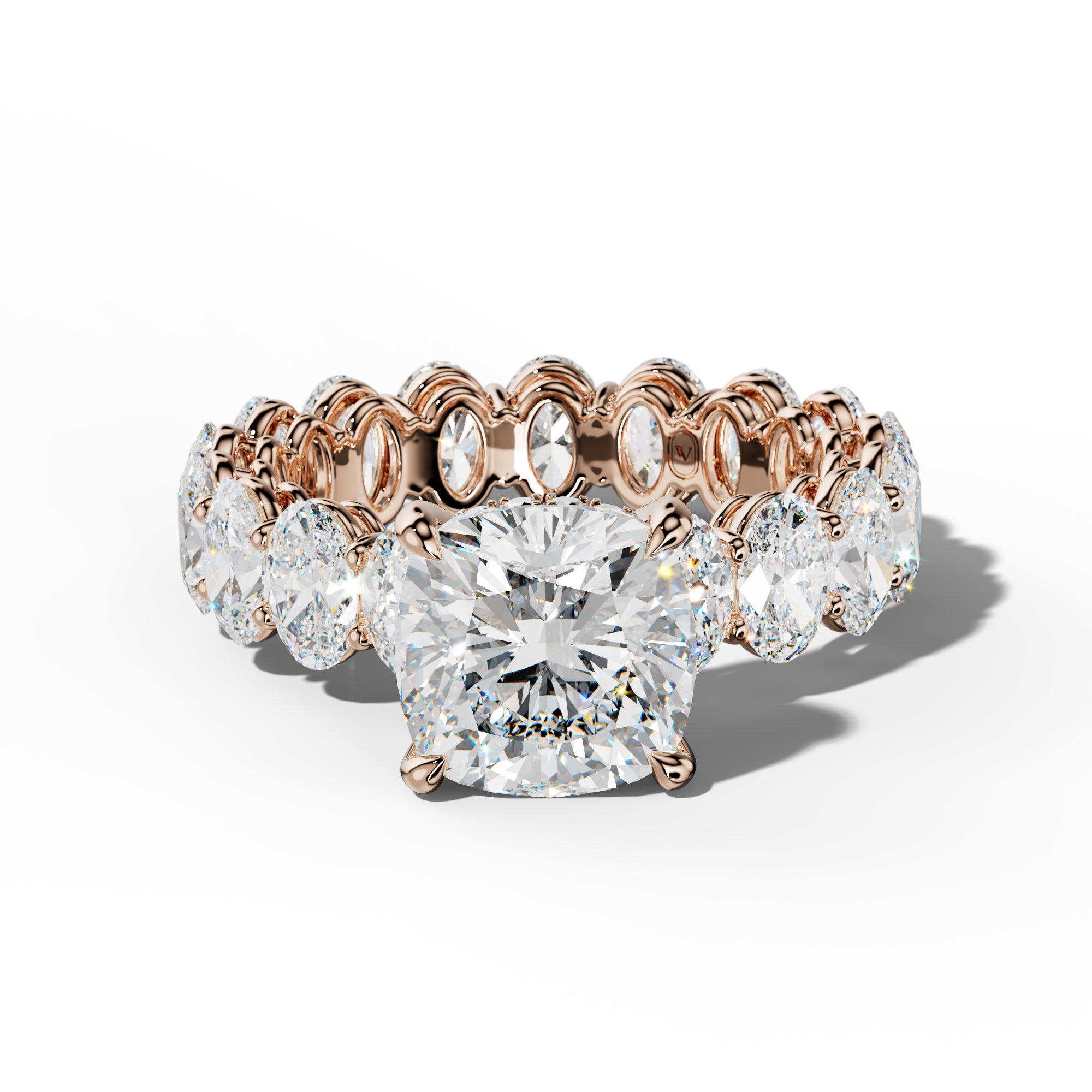 Amoura Cushion Diamond Engagement Ring With Oval Side Stones