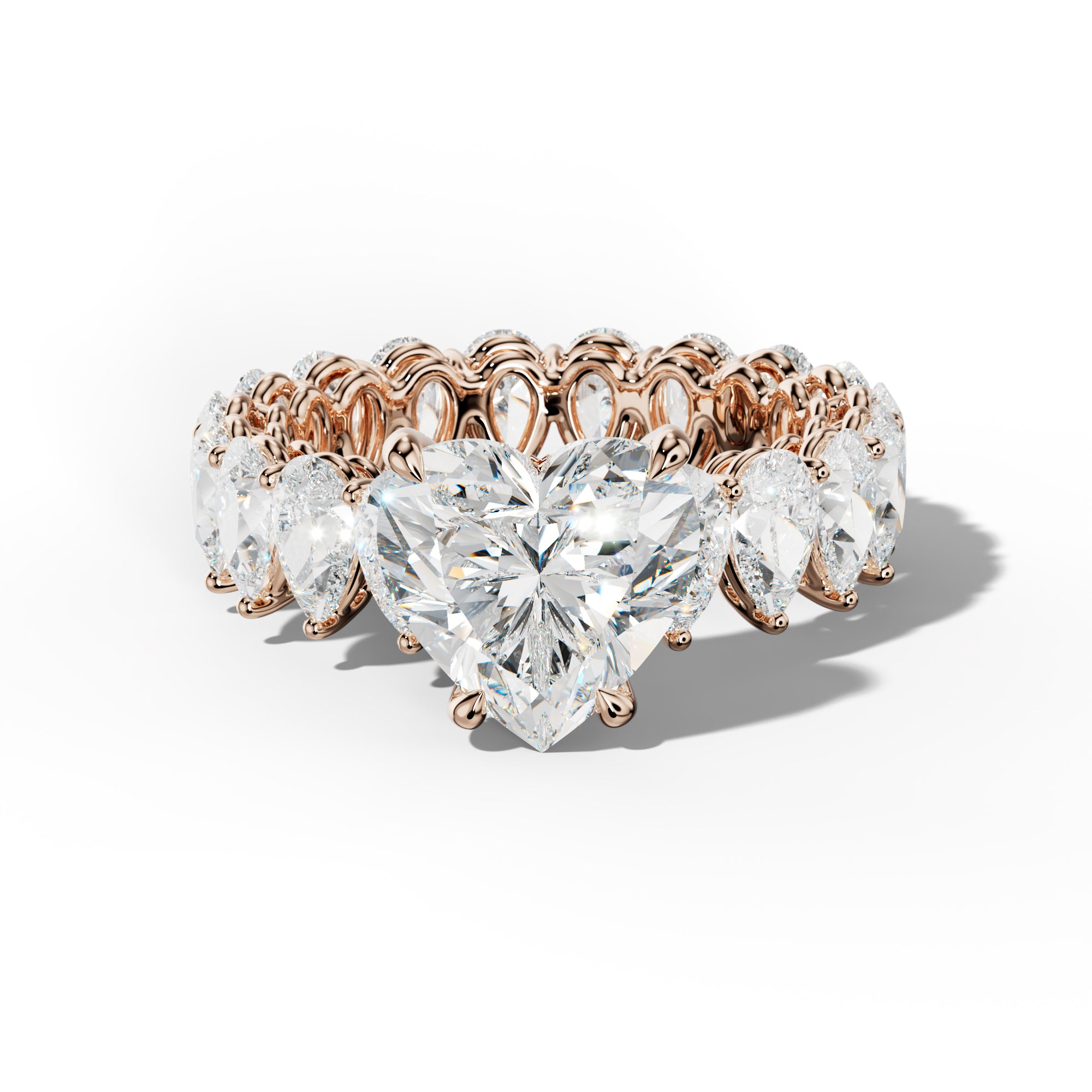 Maya Heart Diamond Engagement Ring With Pear Shape Side Stones
