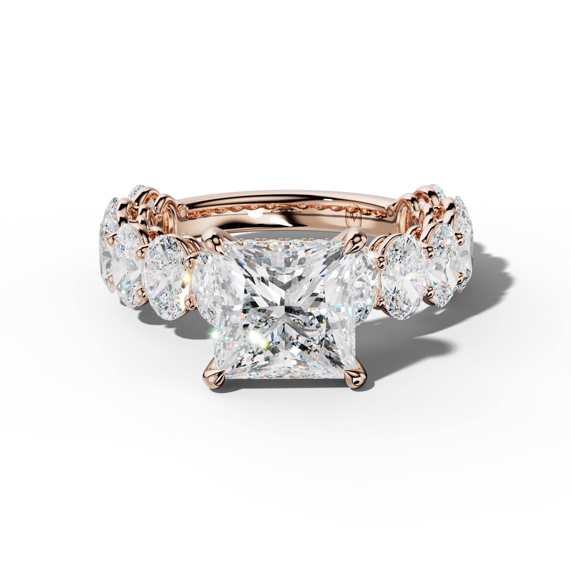 Saylor Princess Cut  Engagement Ring With Oval Side Stones