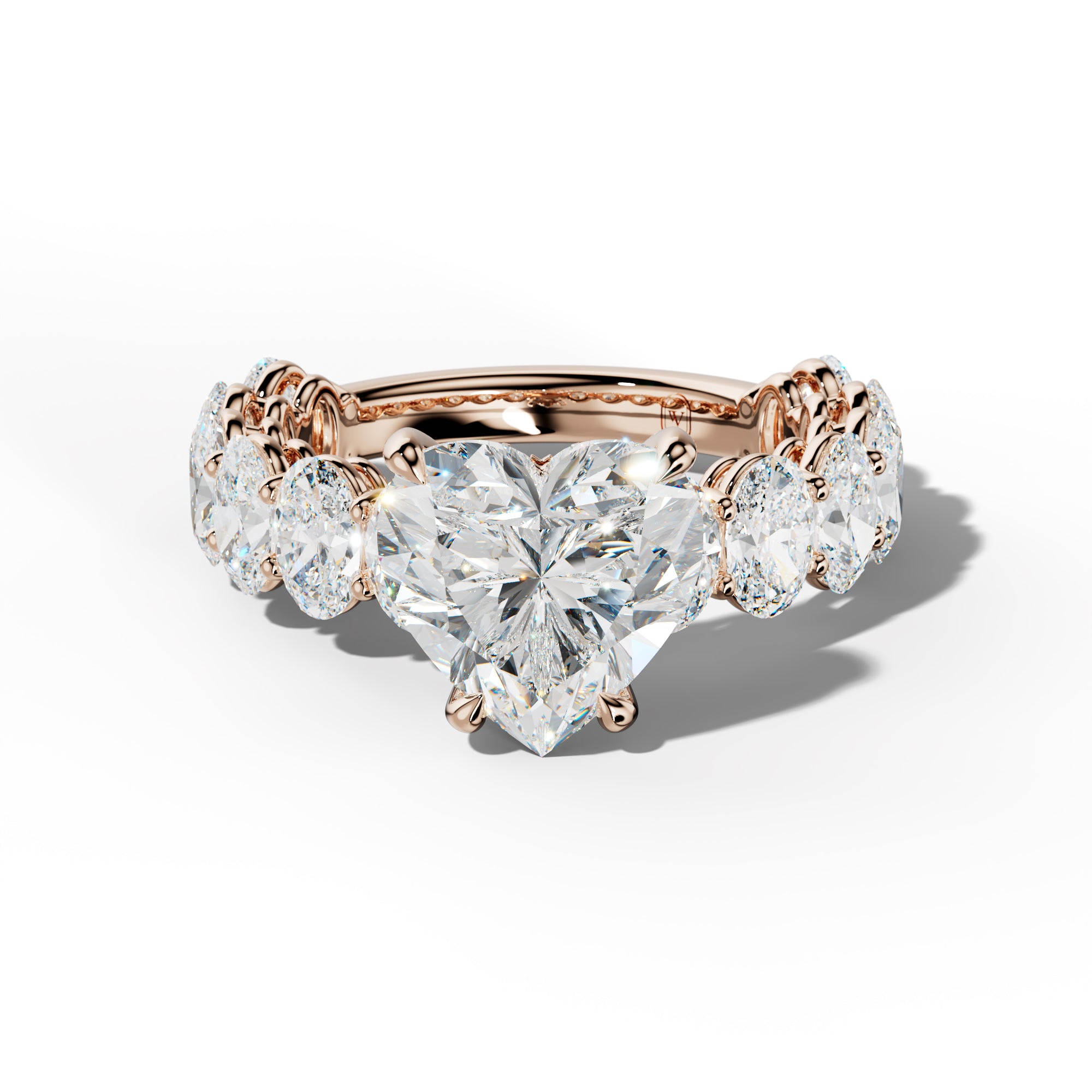 Saylor Heart Diamond Engagement Ring With Oval Side Stones