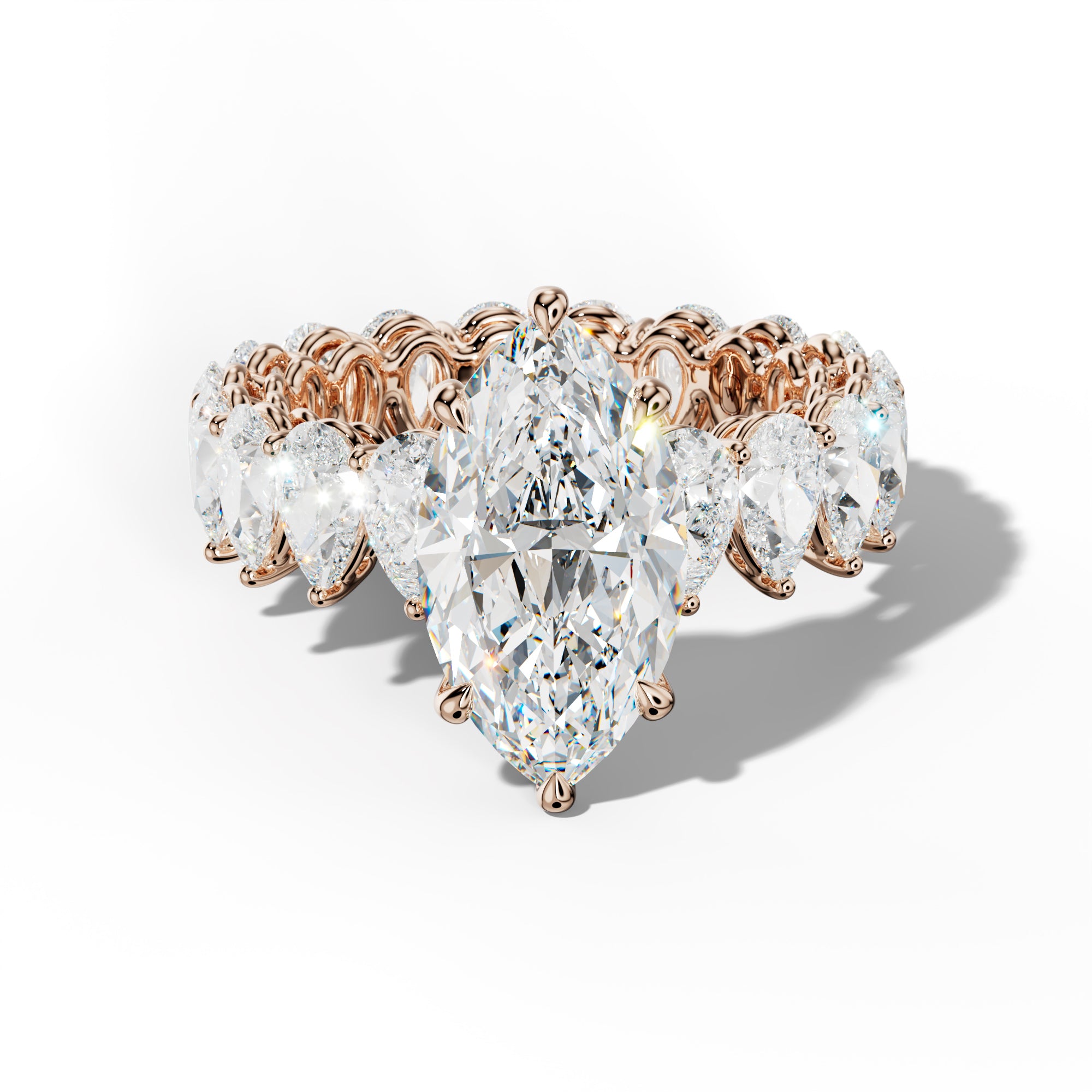 Maya Marquise Diamond Engagement Ring With Pear Shape Side Stones