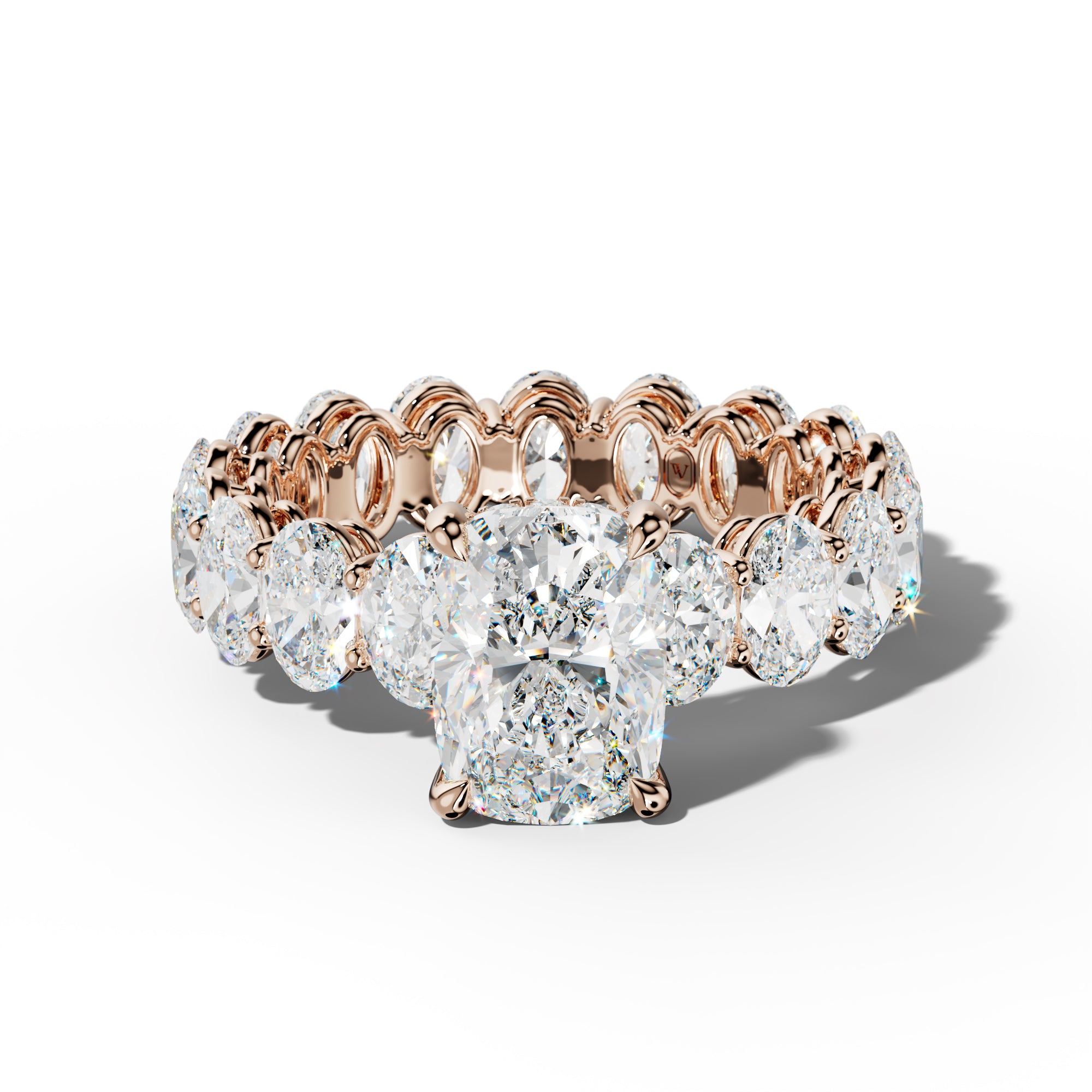 Amoura Elongated Cushion Diamond Engagement Ring With Oval Side Stones