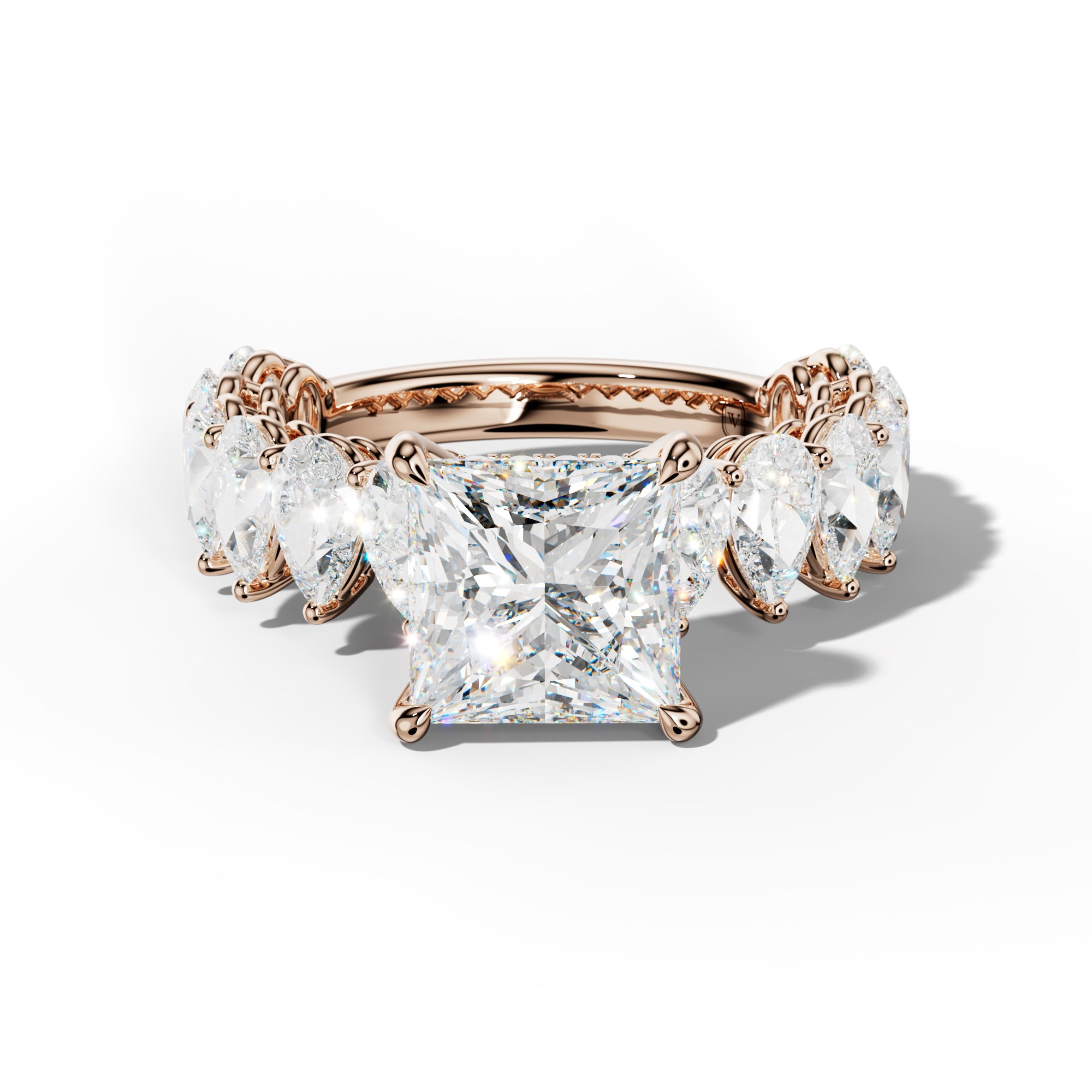 Remi Princess Cut Diamond Engagement Ring With Pear Shape Side Stones