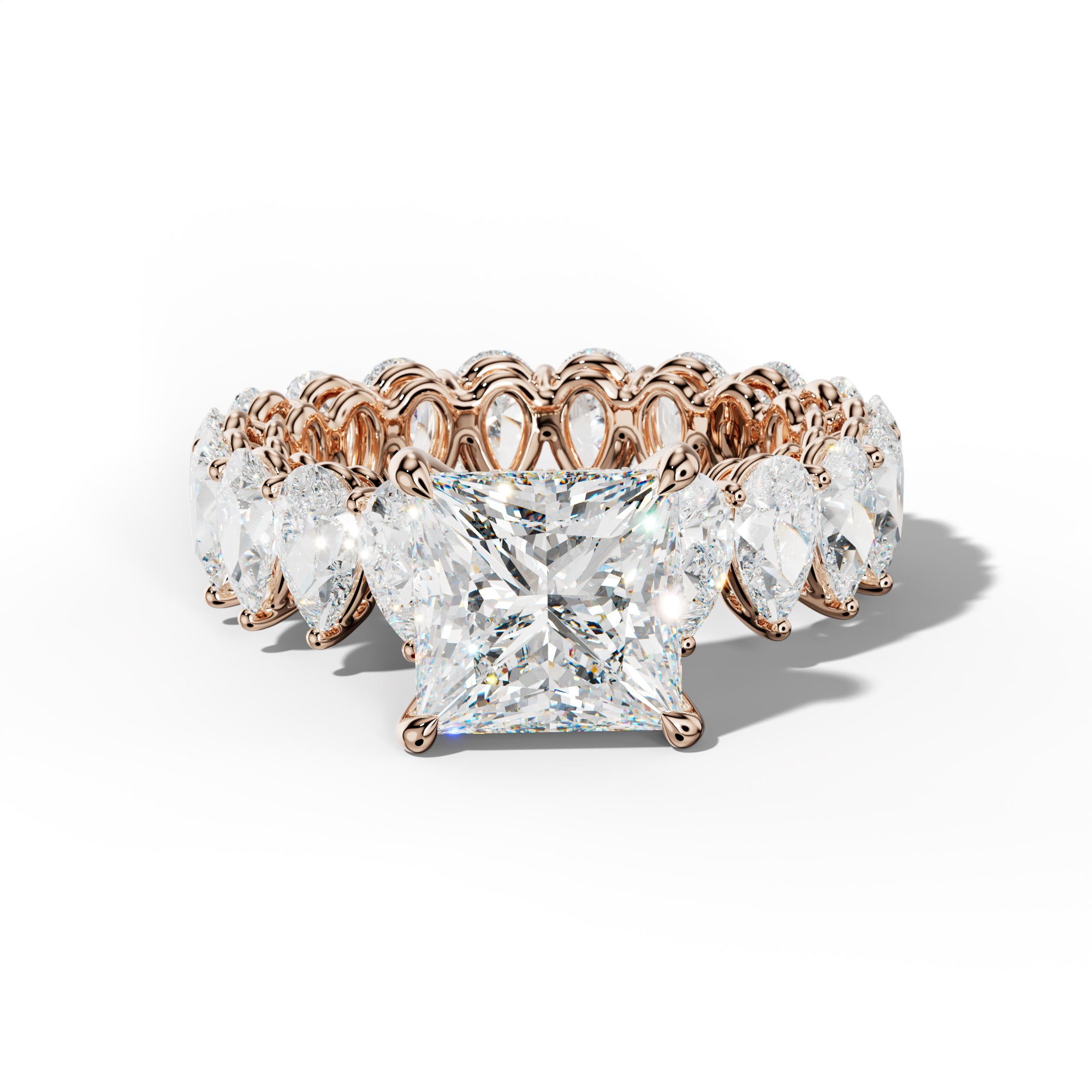 Maya Princess Cut Diamond Engagement Ring With Pear Shape Side Stones