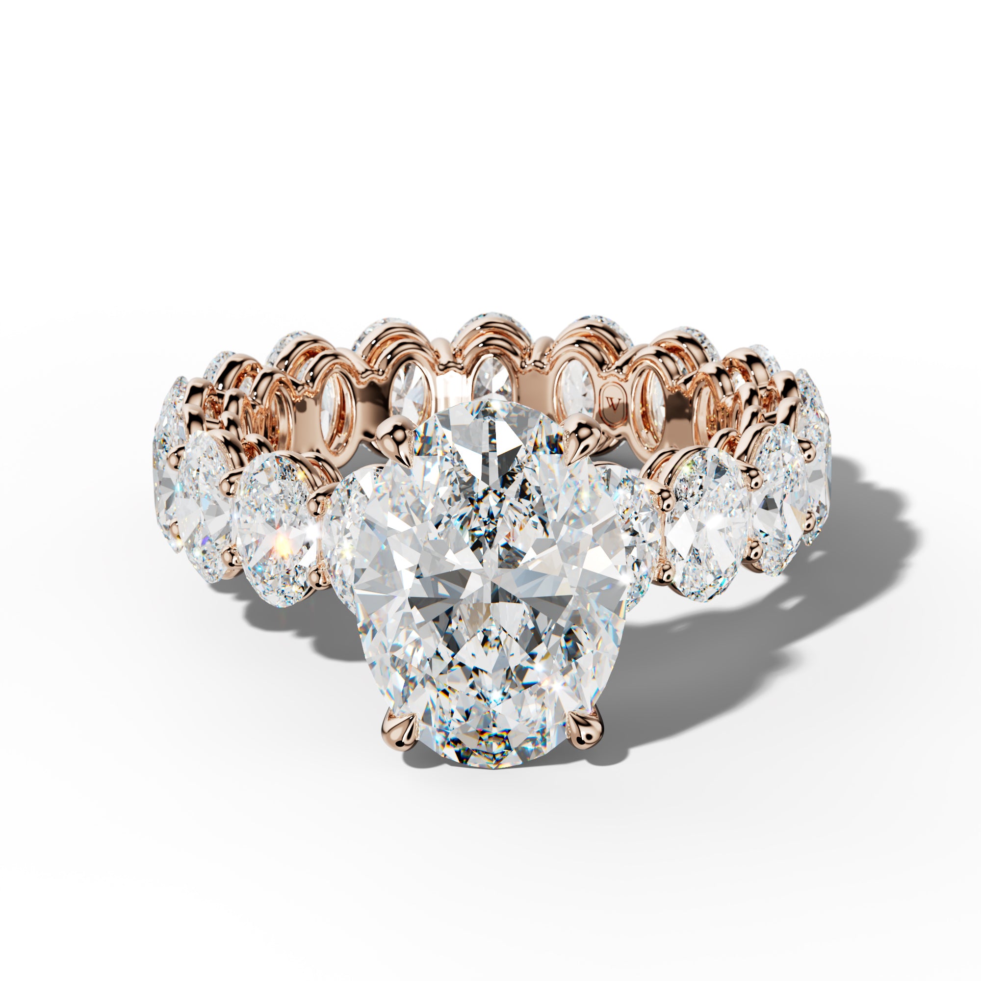 Amoura Oval Diamond Engagement Ring With Oval Side Stones