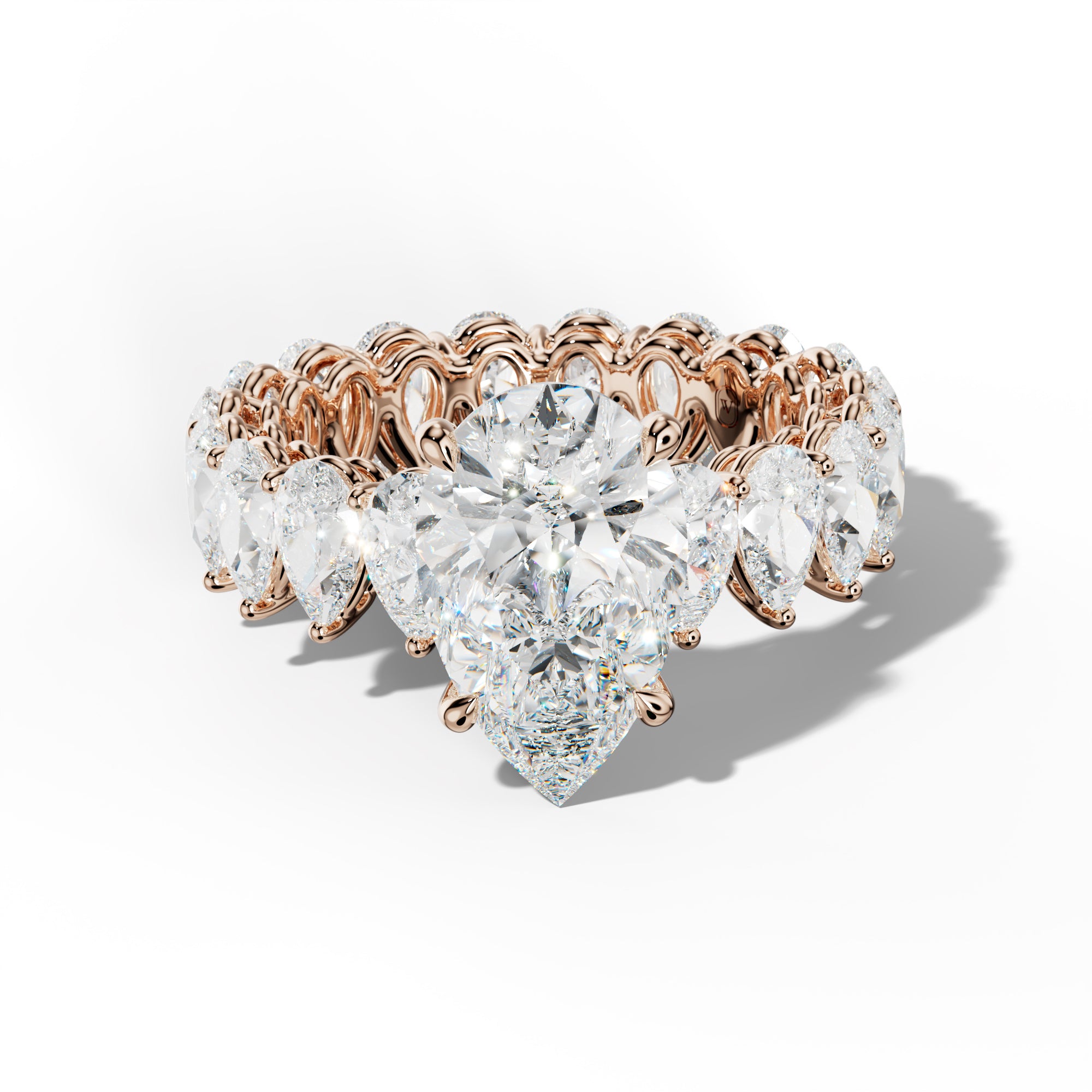 Maya Pear Shape Diamond Engagement Ring With Pear Shape Side Stones
