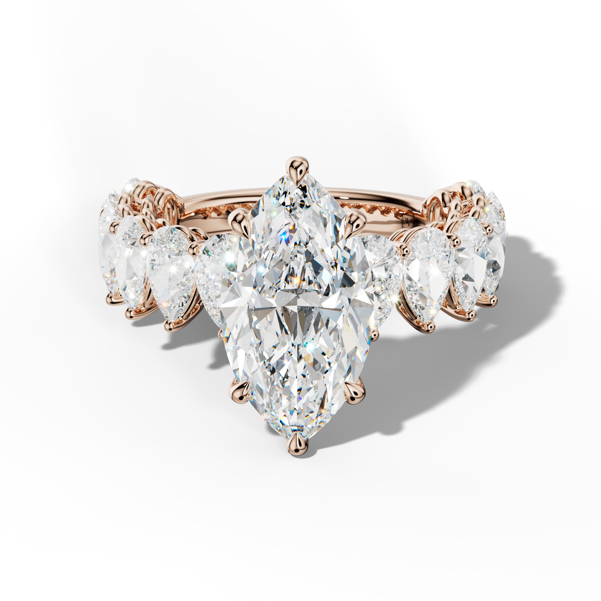 Remi Marquise Diamond Engagement Ring With Pear Shape Side Stones
