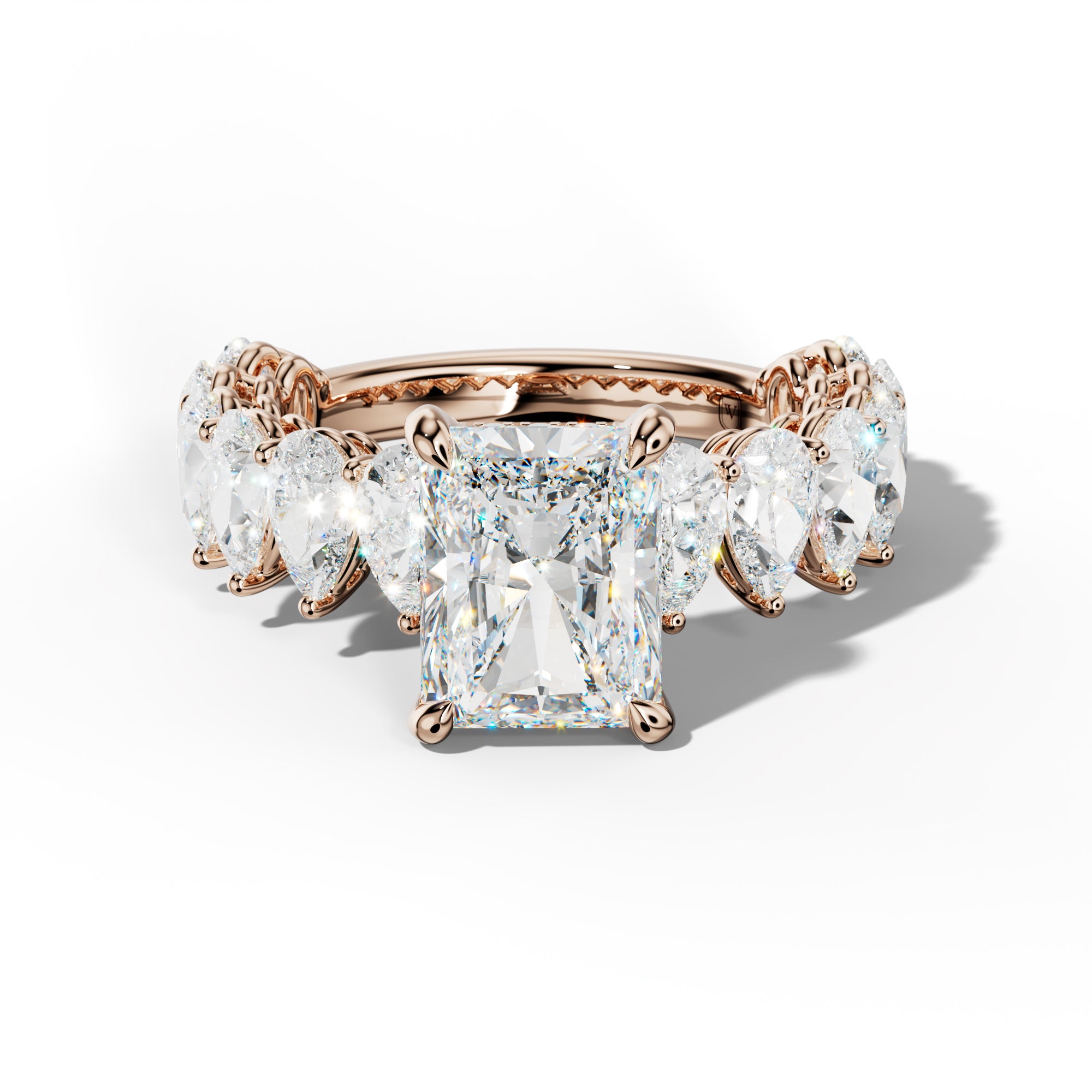 Remi Radiant Diamond Engagement Ring With Pear Shape Side Stones