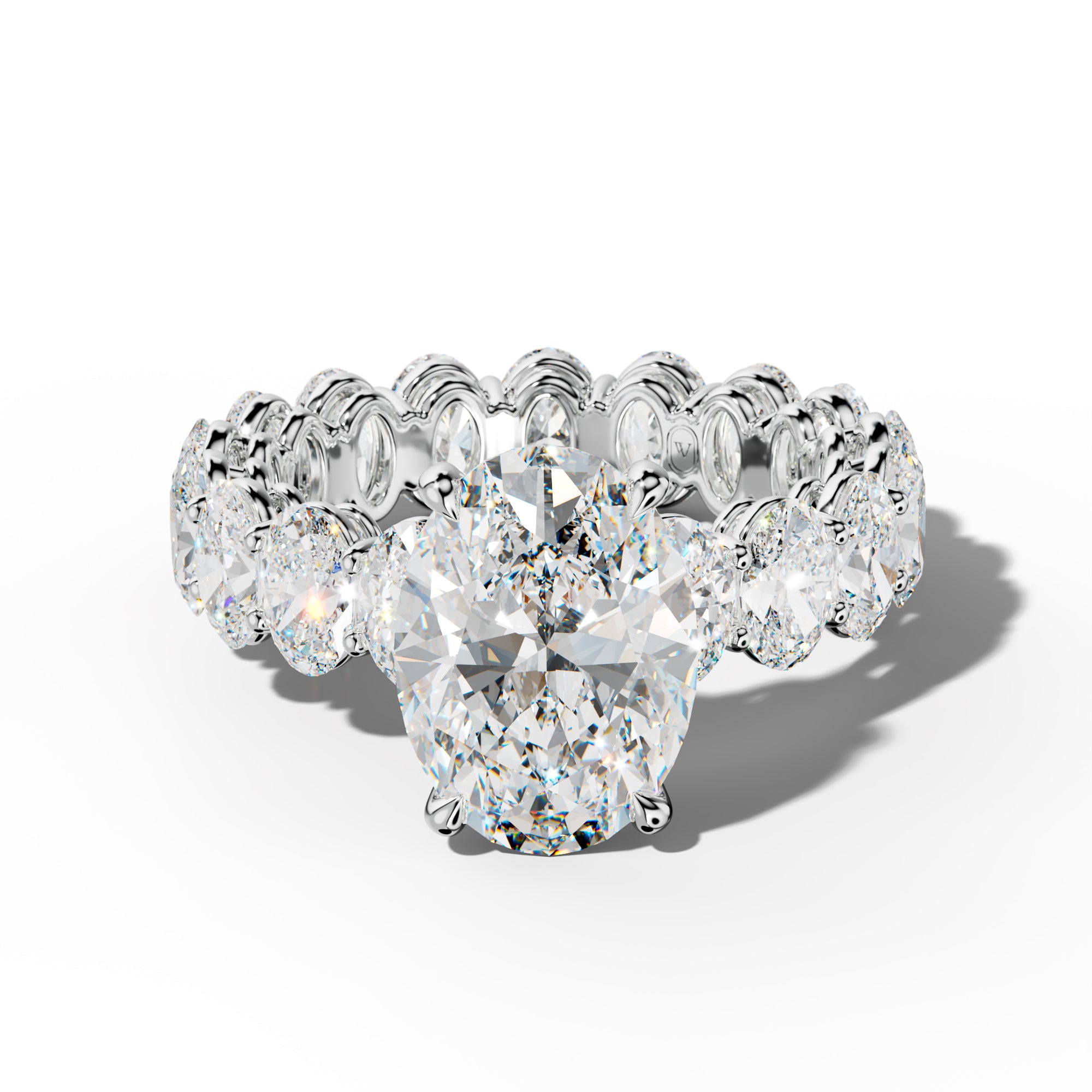 Amoura Oval Diamond Engagement Ring With Oval Side Stones