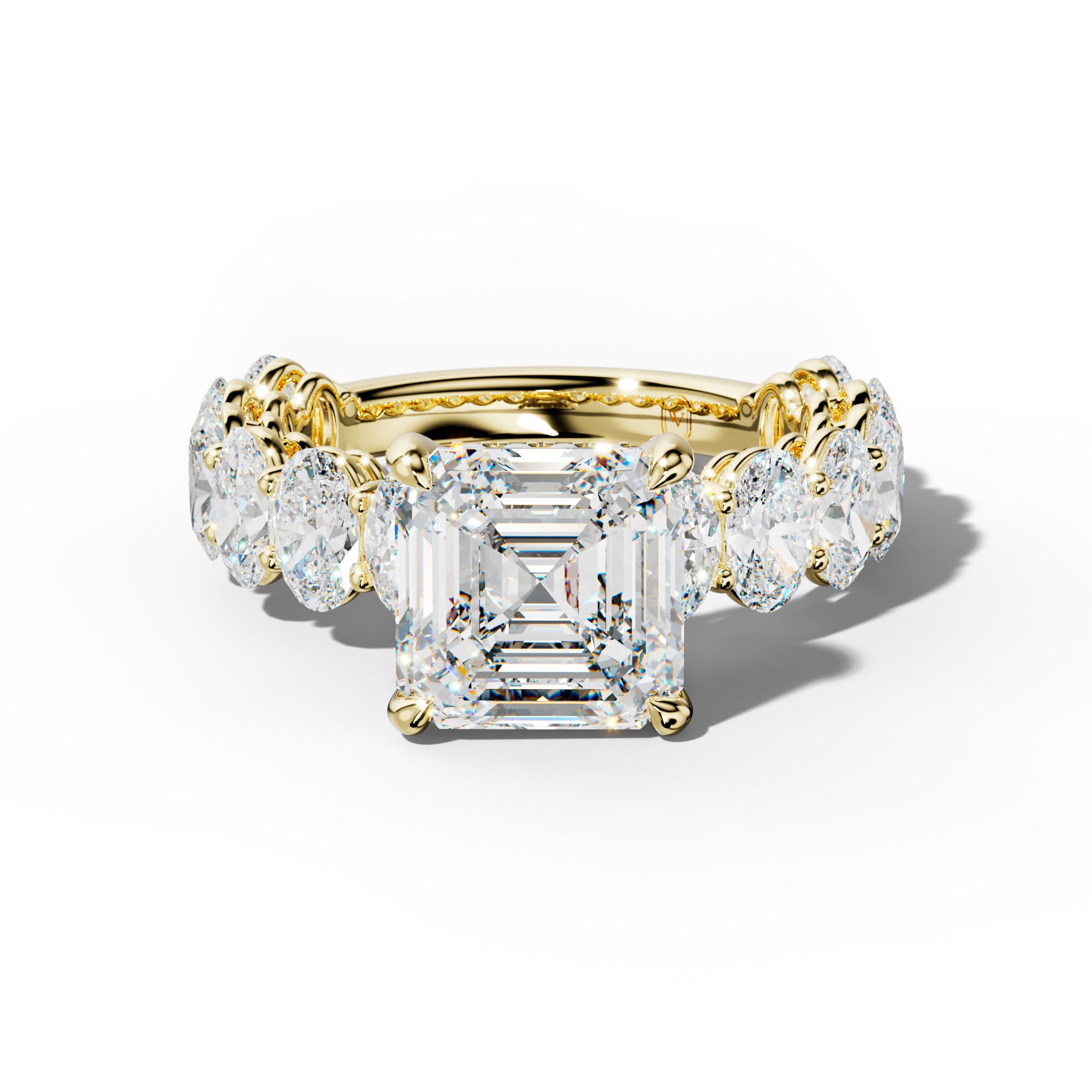 Saylor Asscher Diamond Engagement Ring With Oval Side Stones