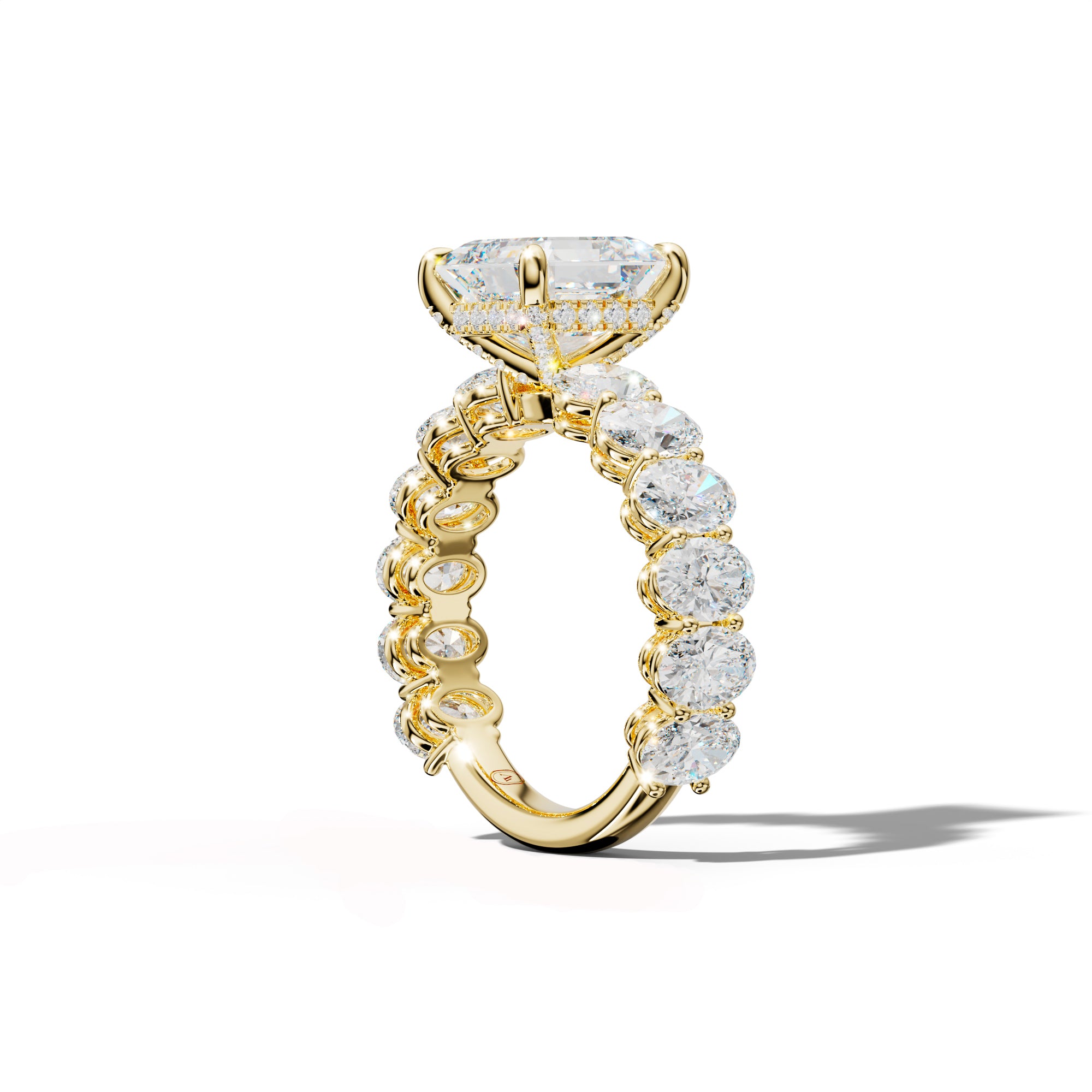 Saylor Asscher Diamond Engagement Ring With Oval Side Stones