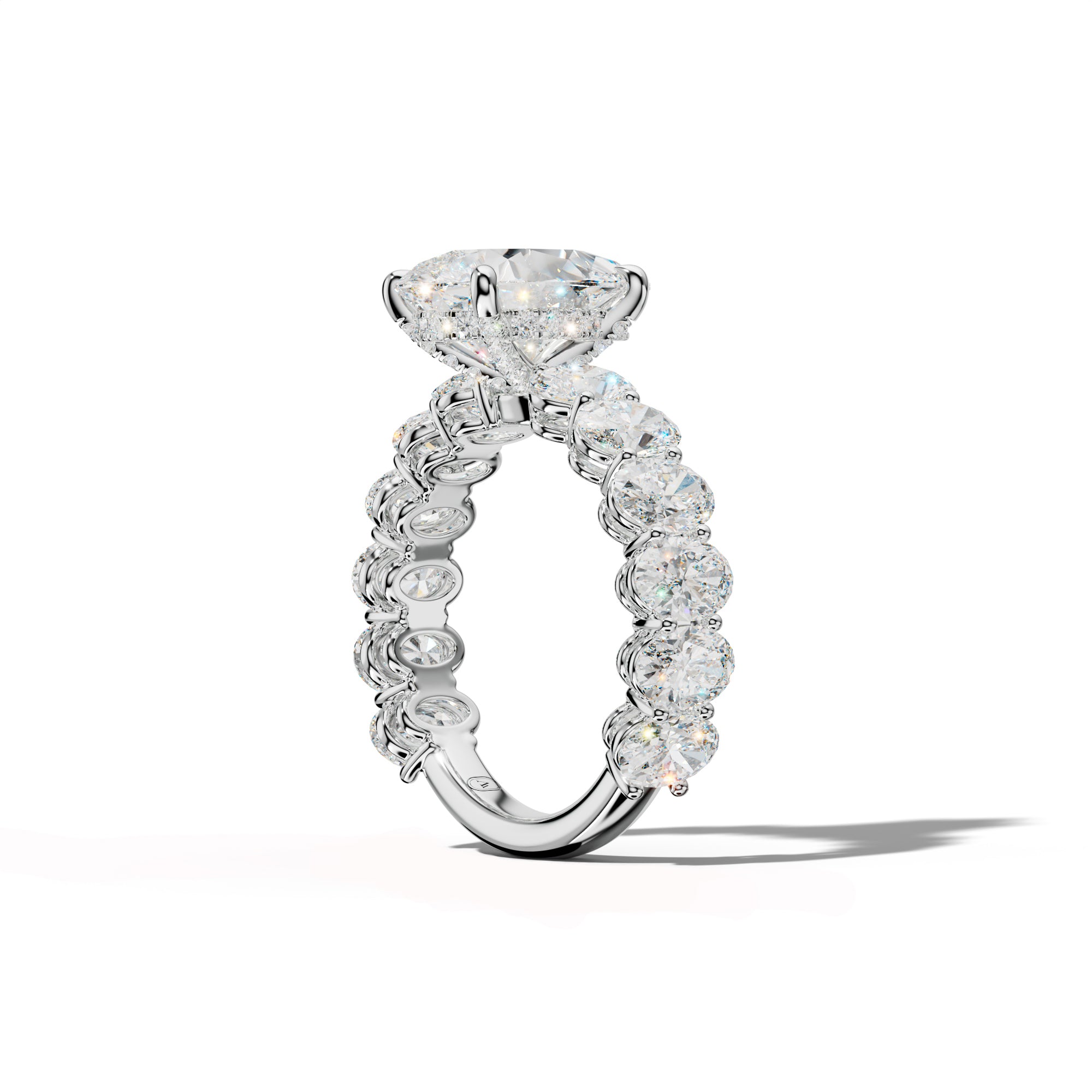 Saylor Pear Shape Engagement Ring With Oval Side Stones
