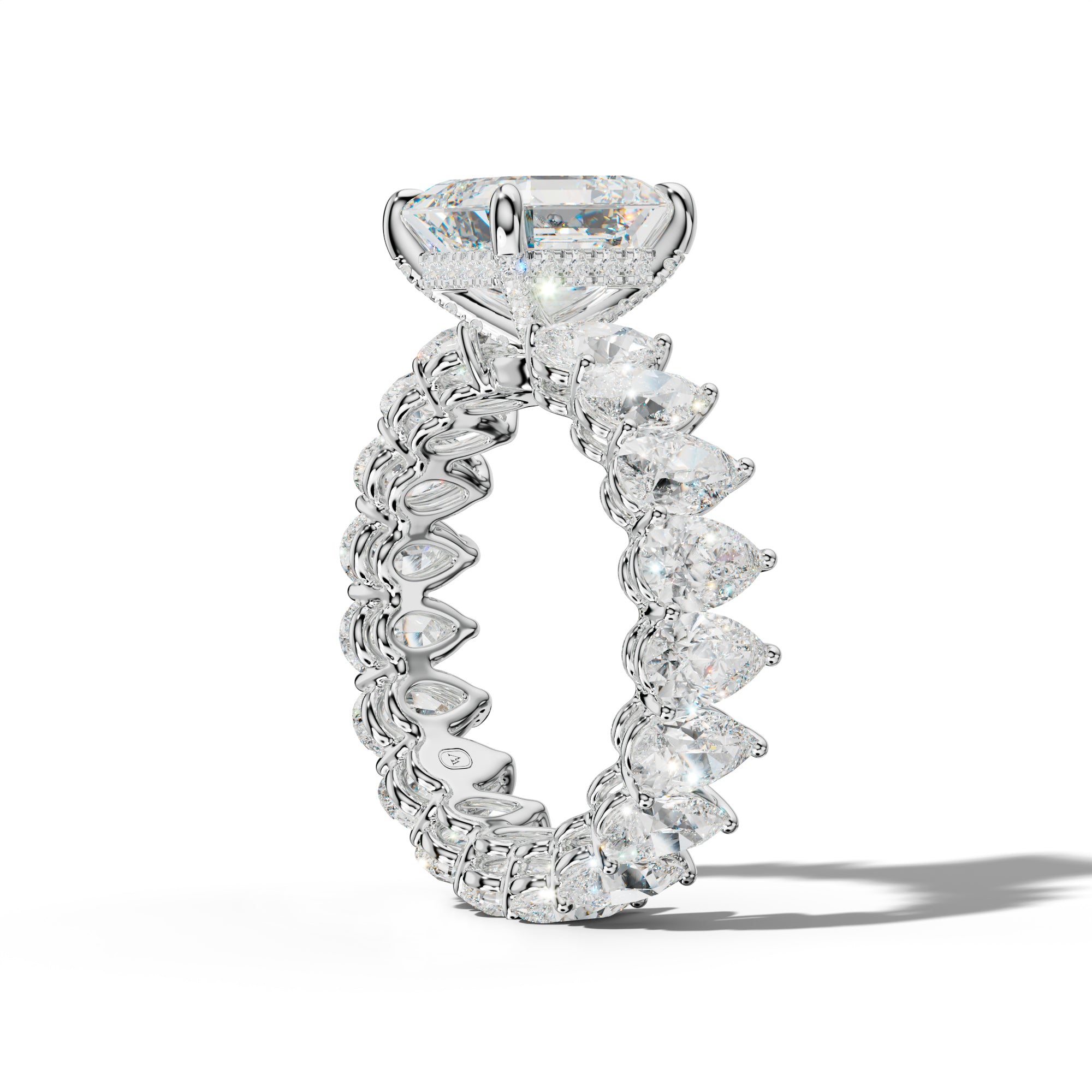 Maya Asscher Diamond Engagement Ring With Pear Shape Side Stones