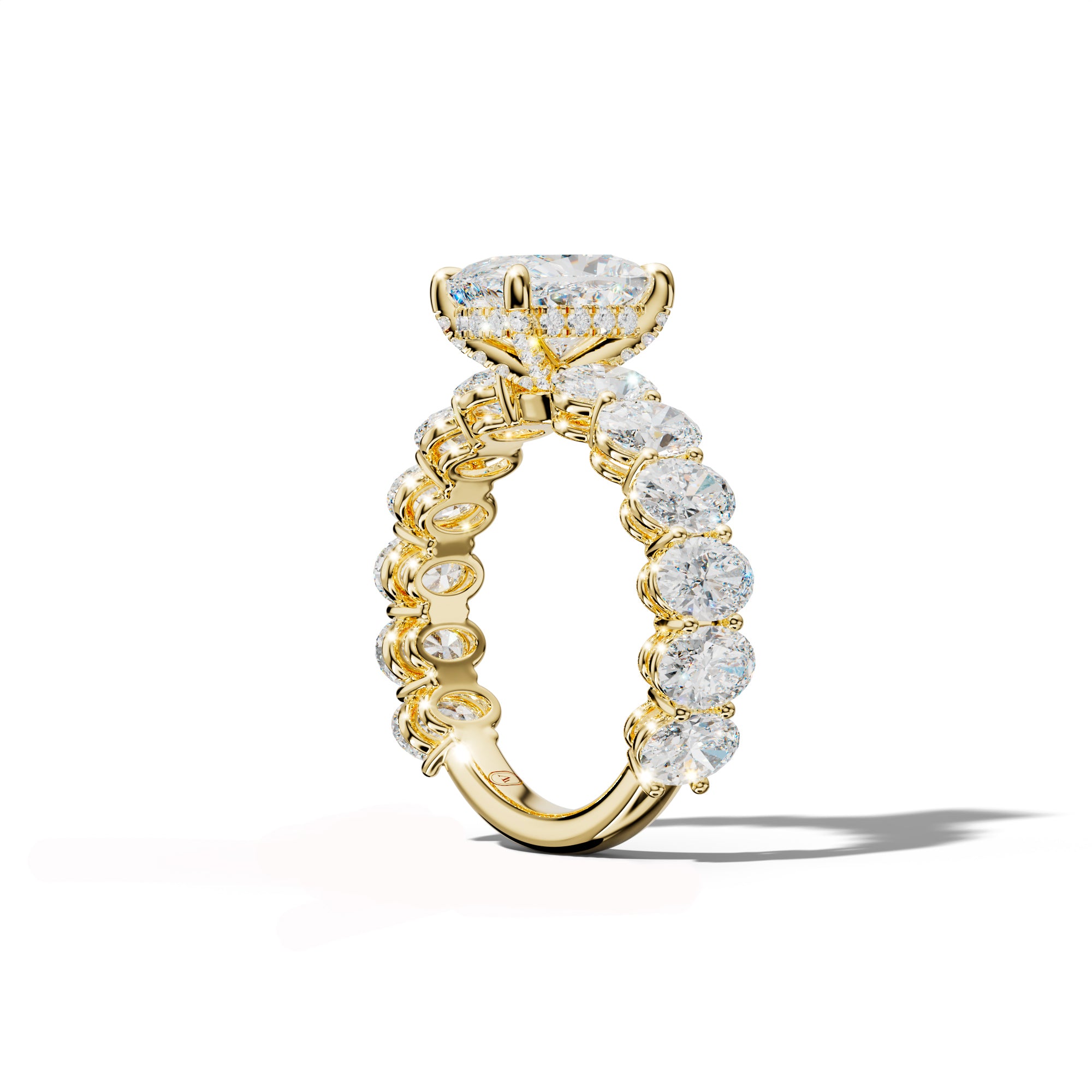 Saylor Elongated Cushion Diamond Engagement Ring With Oval Side Stones