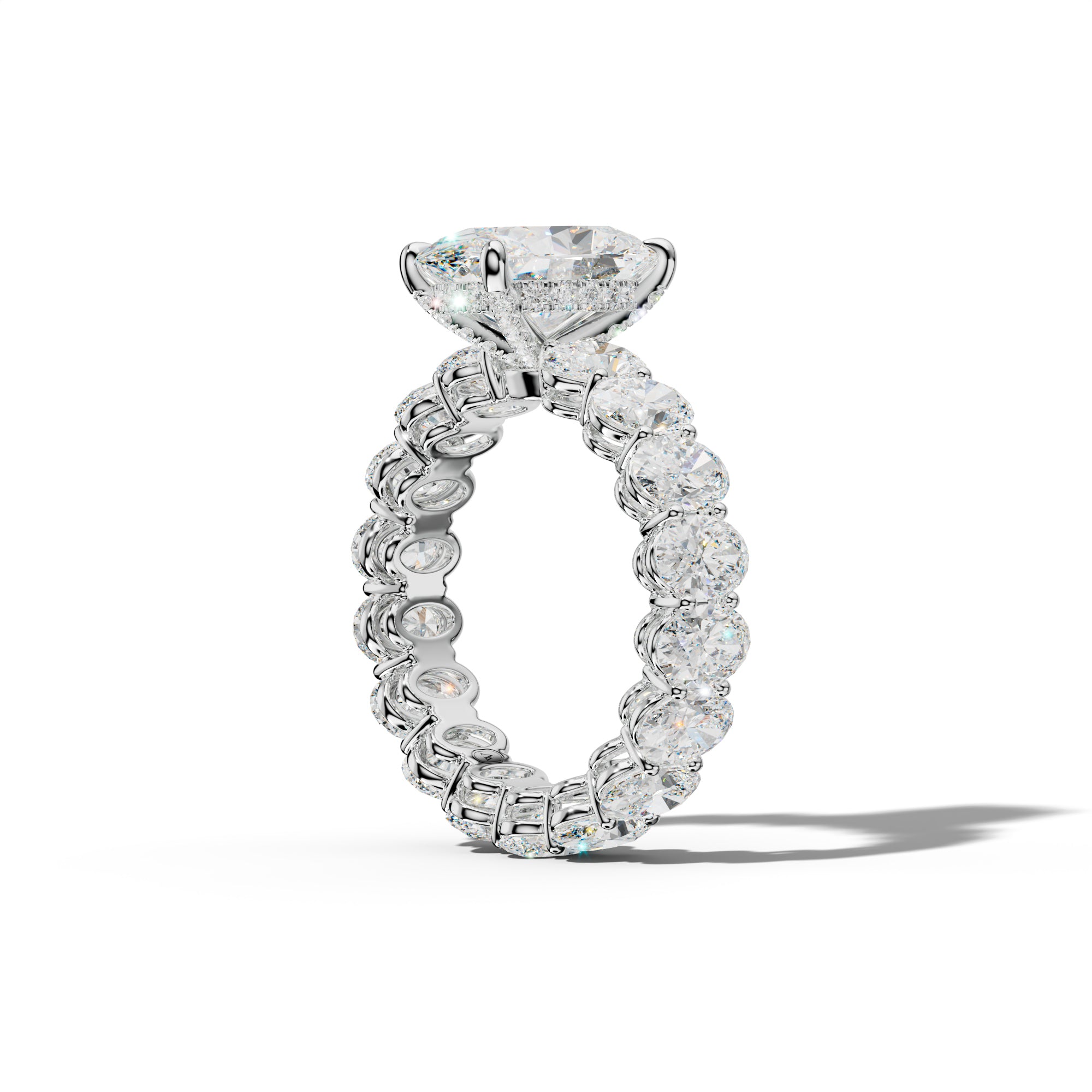 Amoura Oval Diamond Engagement Ring With Oval Side Stones