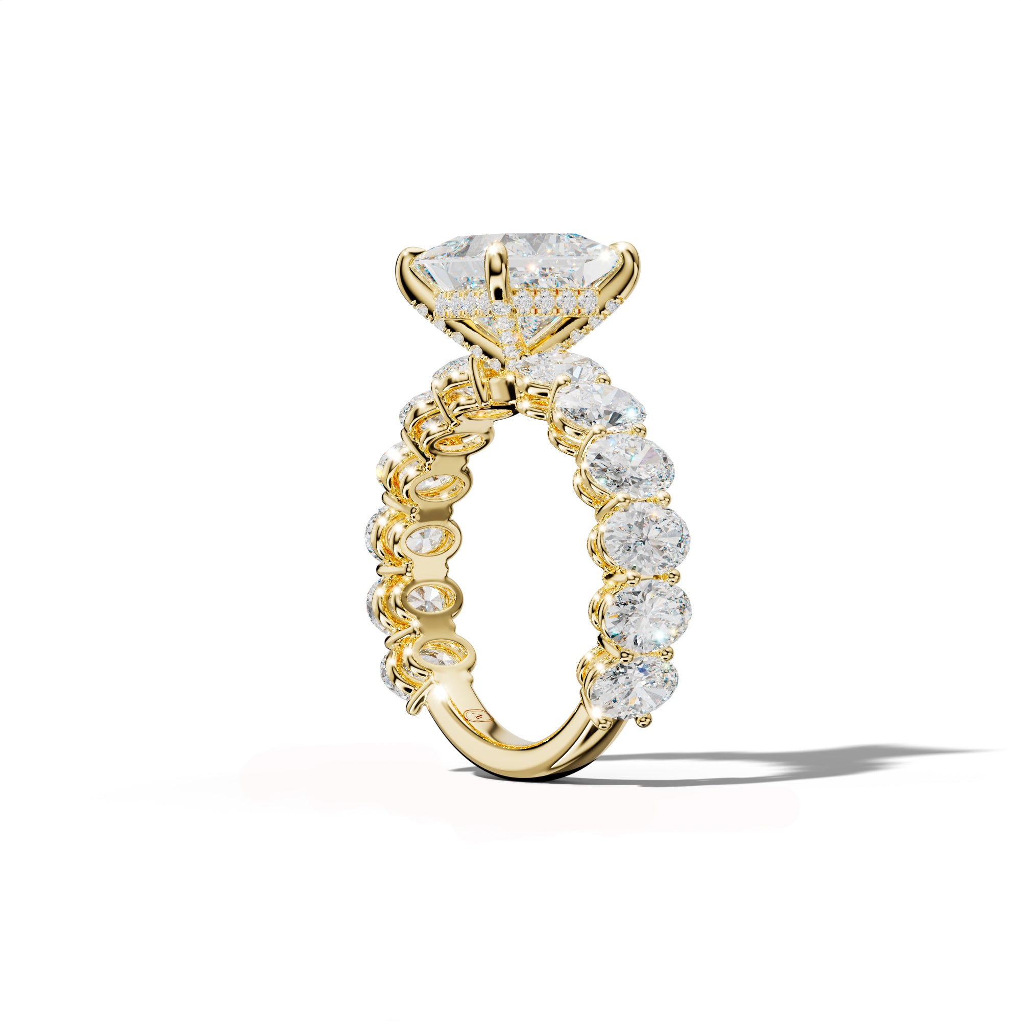 Saylor Princess Cut  Engagement Ring With Oval Side Stones