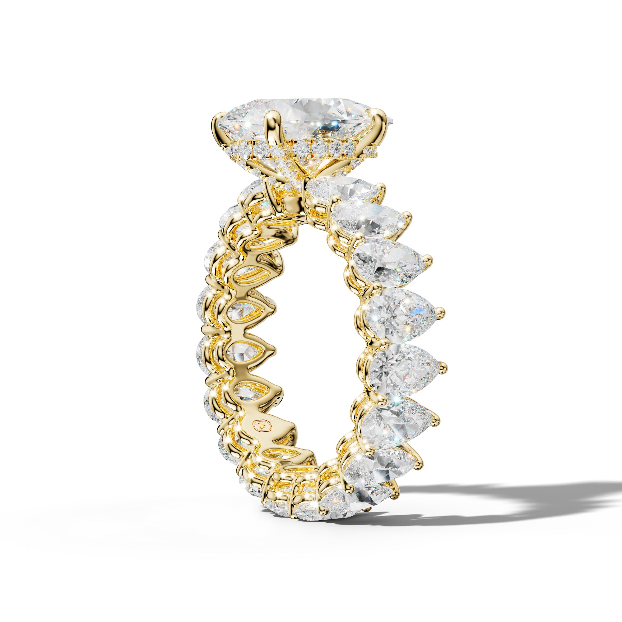 Maya Pear Shape Diamond Engagement Ring With Pear Shape Side Stones
