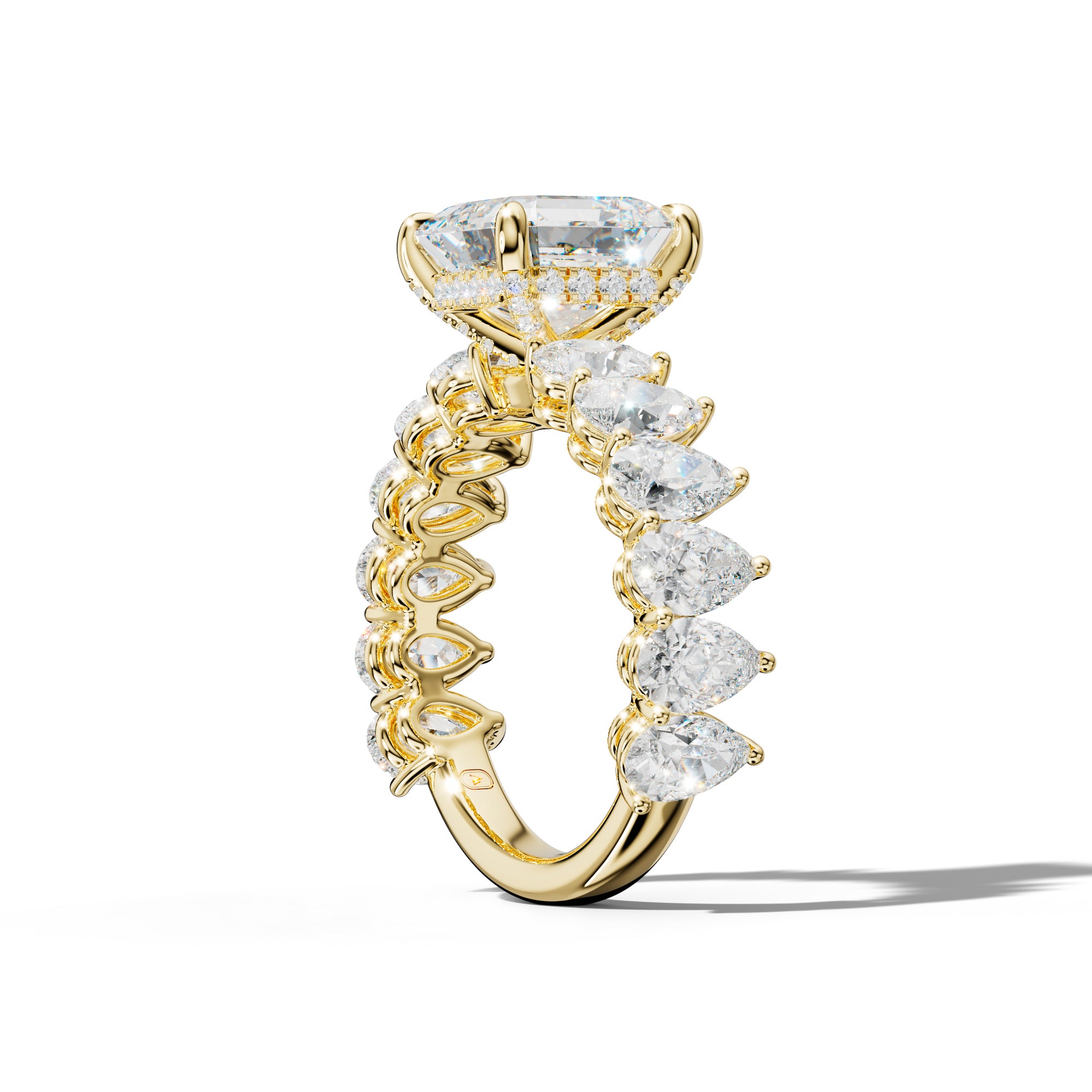 Remi Asscher Diamond Engagement Ring With Pear Shape Side Stones