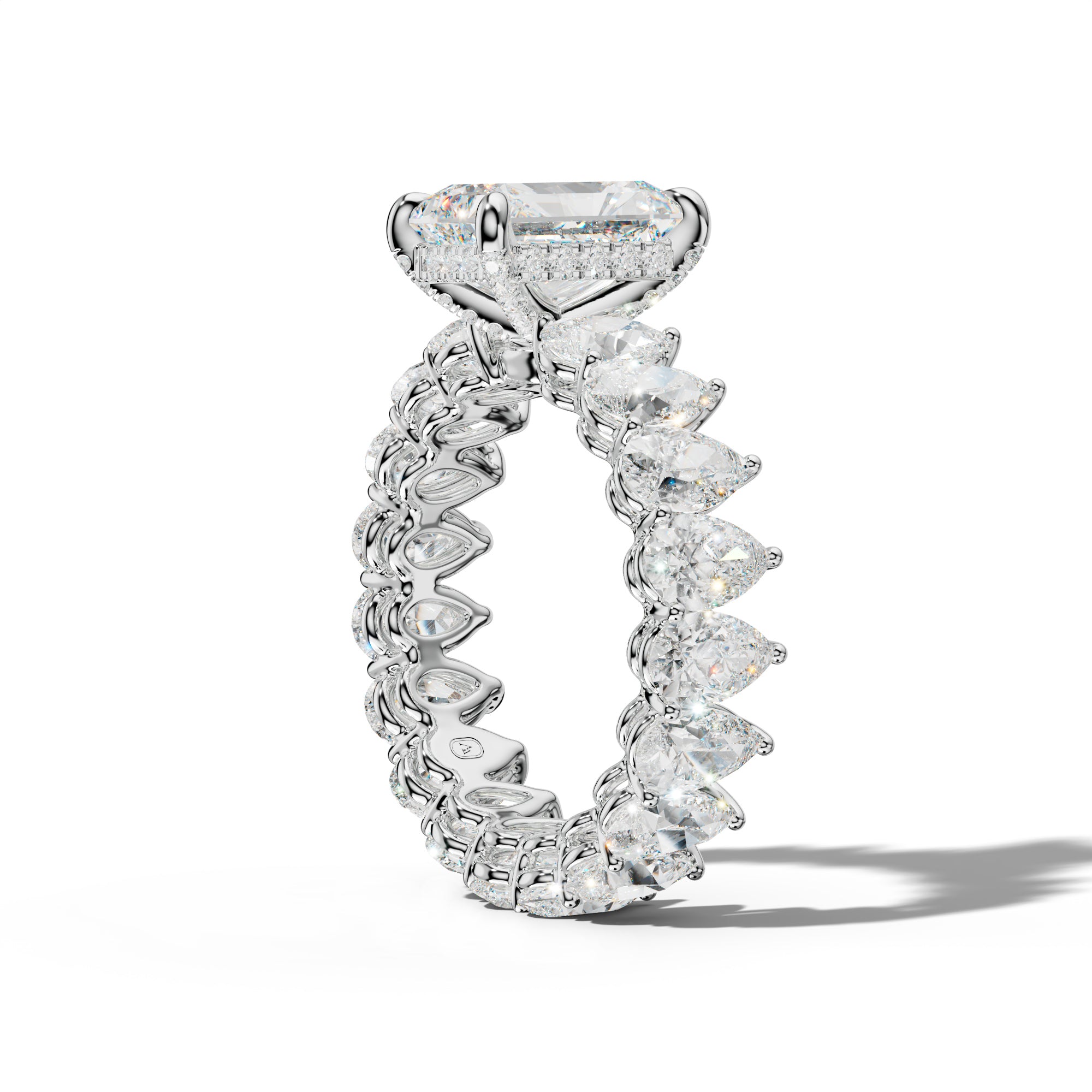 Maya Radiant Diamond Engagement Ring With Pear Shape Side Stones