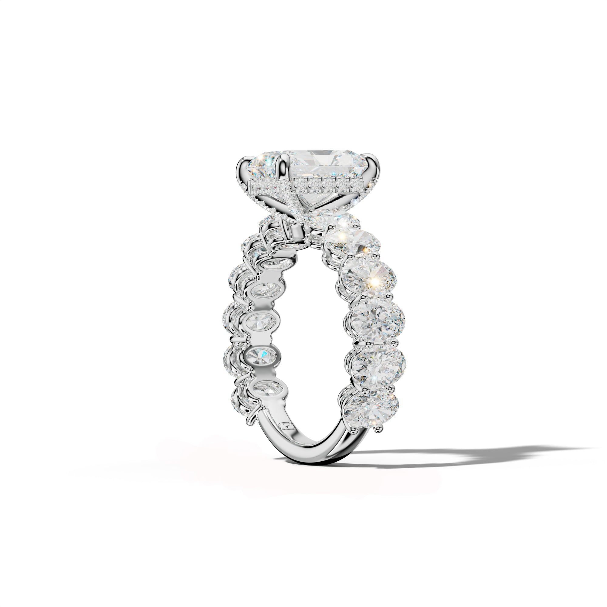 Saylor Radiant Diamond Engagement Ring With Oval Side Stones
