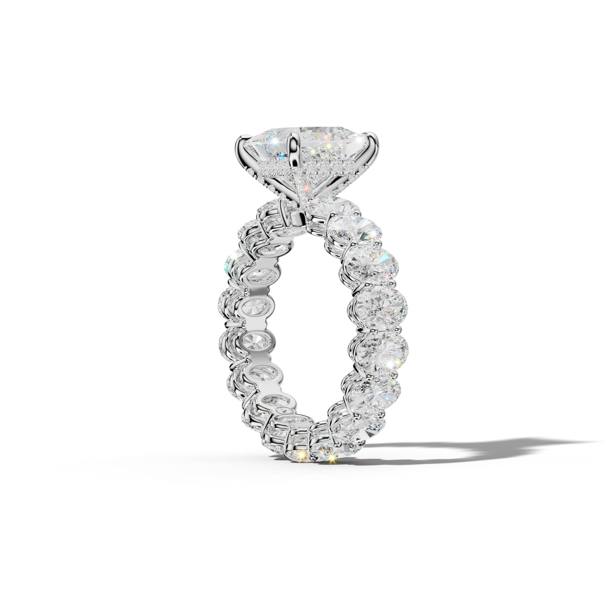 Amoura Princess Cut Engagement Ring With Oval Side Stones