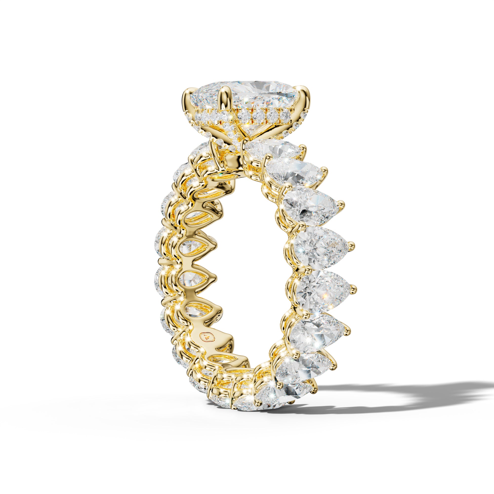 Maya Elongated Cushion Diamond Engagement Ring With Pear Shape Side Stones