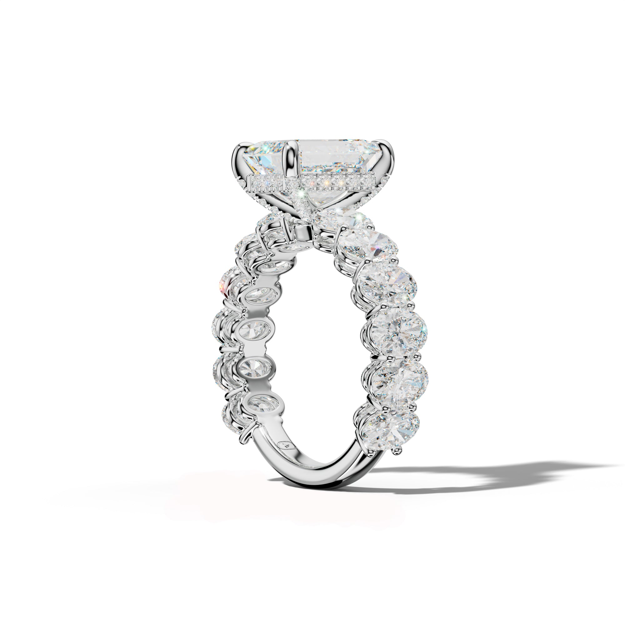 Saylor Emerald Cut Engagement Ring With Oval Side Stones
