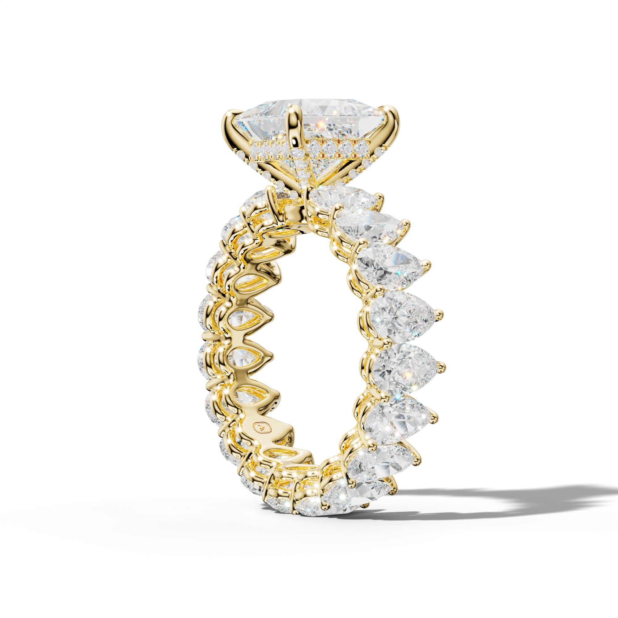 Maya Princess Cut Diamond Engagement Ring With Pear Shape Side Stones