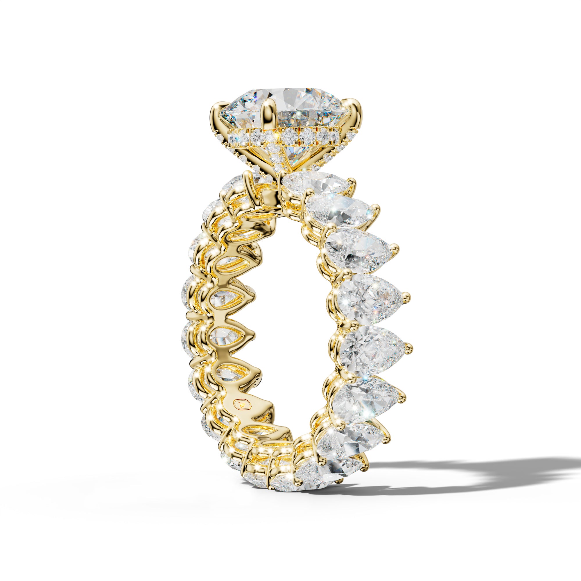 Maya Round Diamond Engagement Ring With Pear Shape Side Stones
