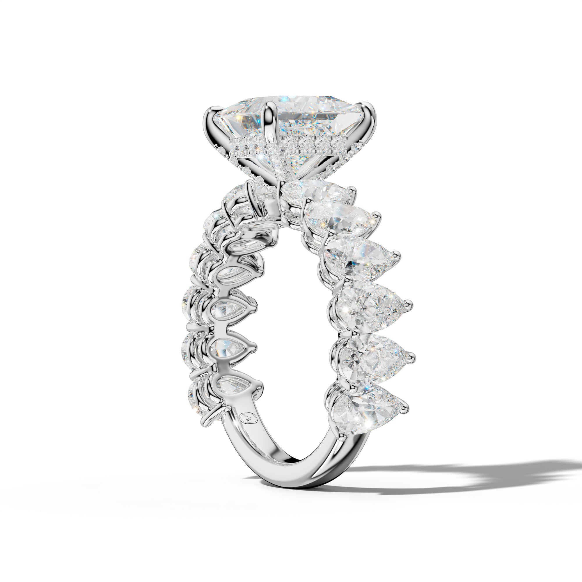 Remi Princess Cut Diamond Engagement Ring With Pear Shape Side Stones