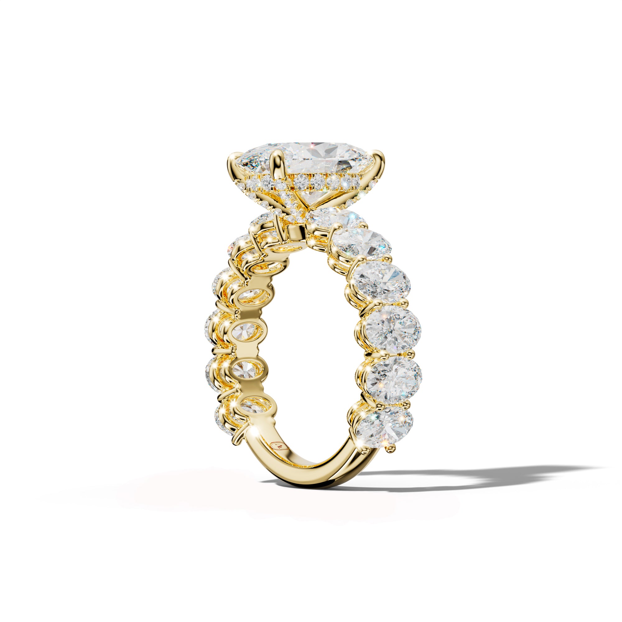 Saylor Oval Diamond Engagement Ring With Oval Side Stones