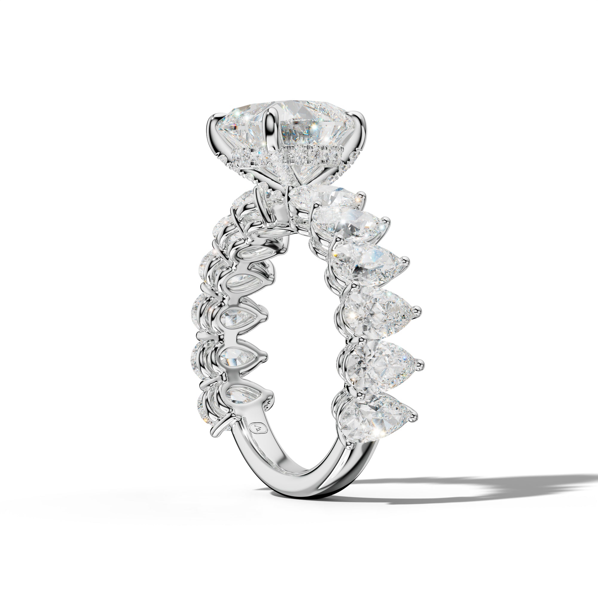 Remi Heart Diamond Engagement Ring With Pear Shape Side Stones