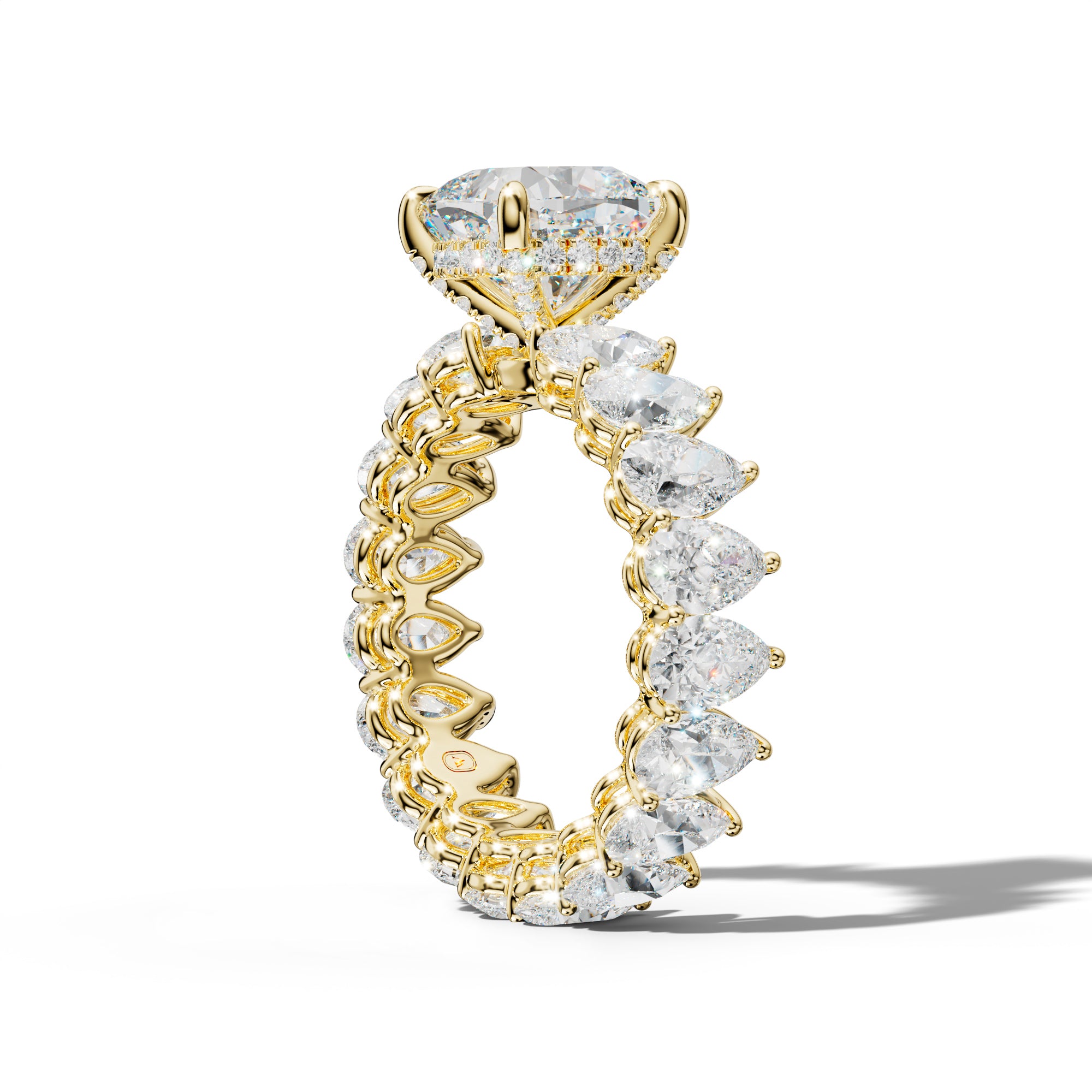 Maya Cushion Diamond Engagement Ring With Pear Shape Side Stones