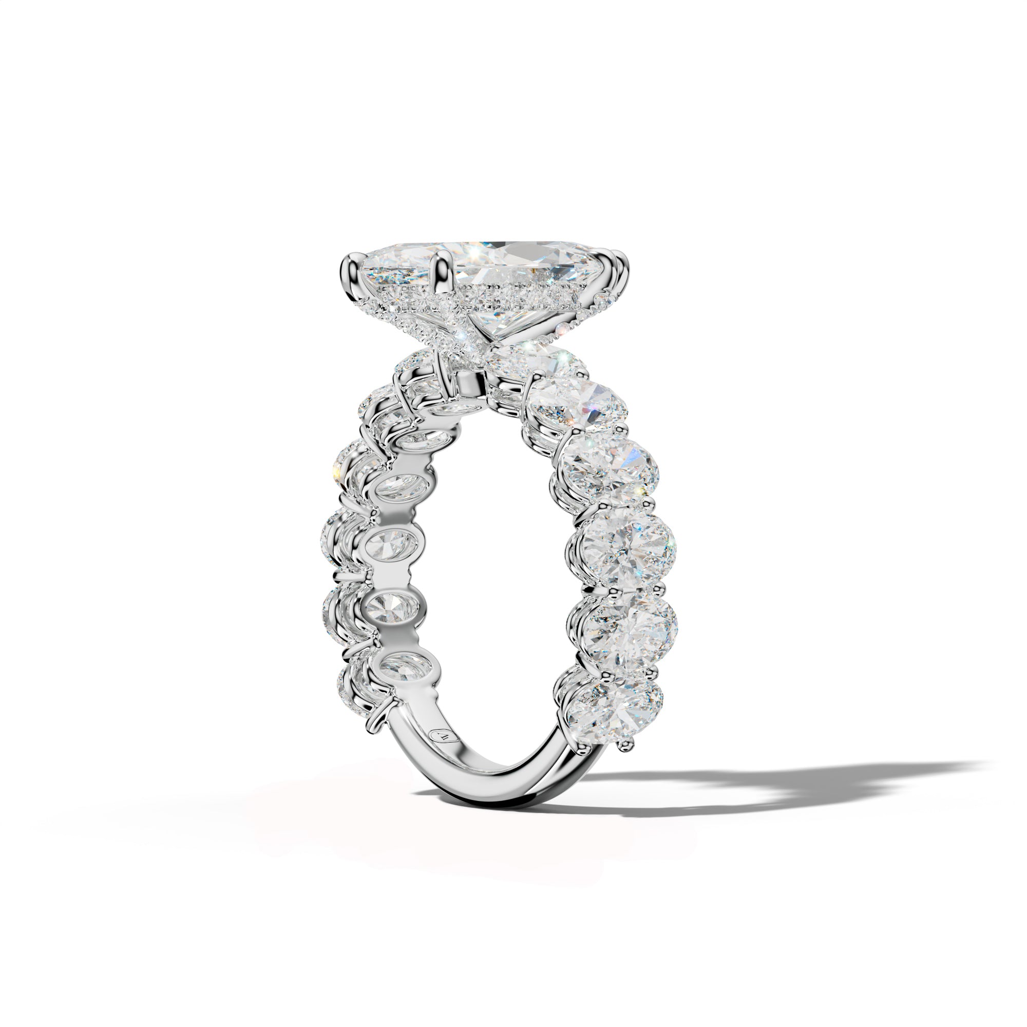 Saylor Marquise Diamond Engagement Ring With Oval Side Stones