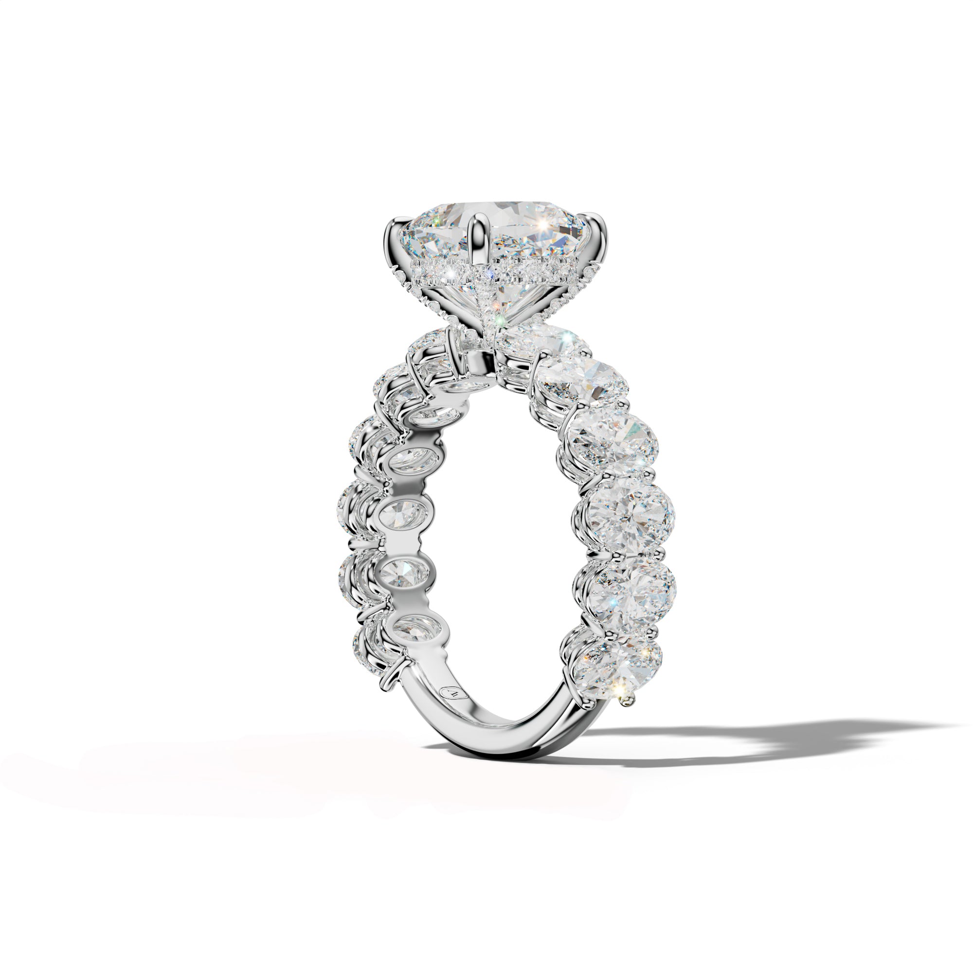 Saylor Cushion Diamond Engagement Ring With Oval Side Stones