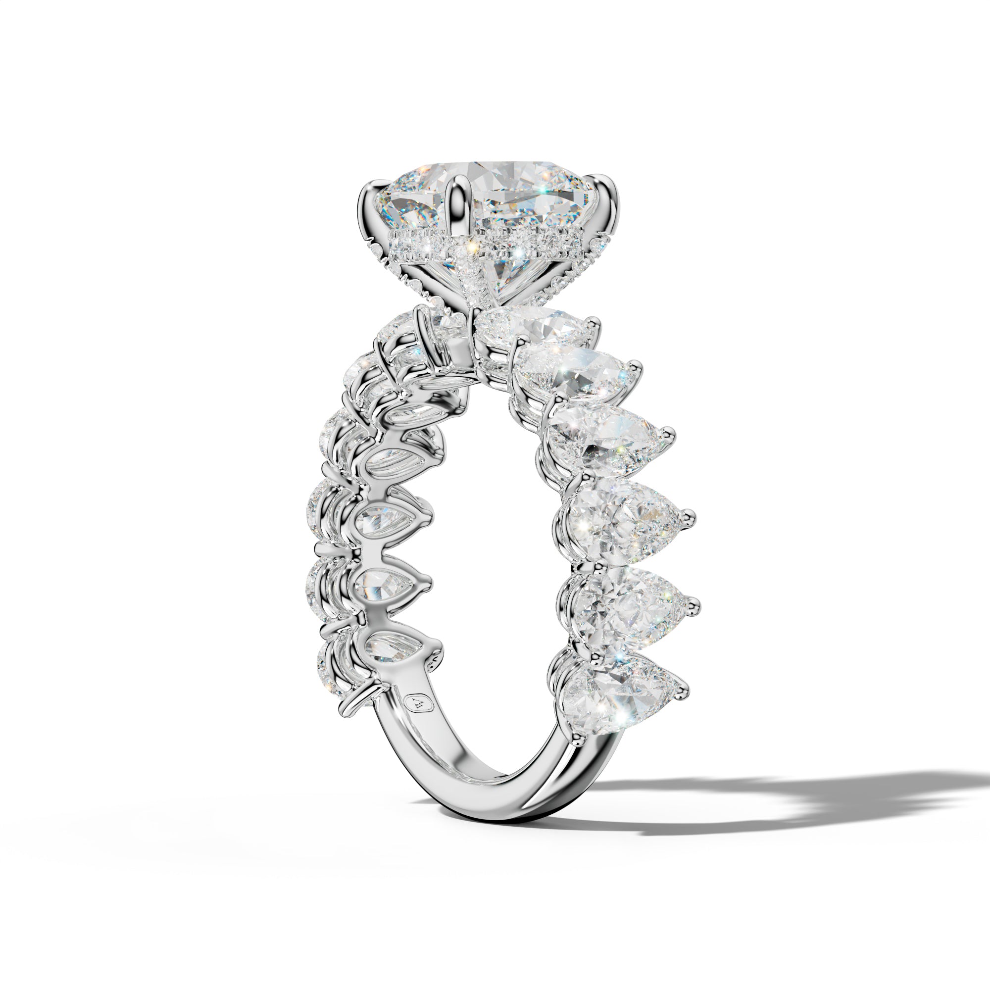 Remi Cushion Diamond Engagement Ring With Pear Shape Side Stones