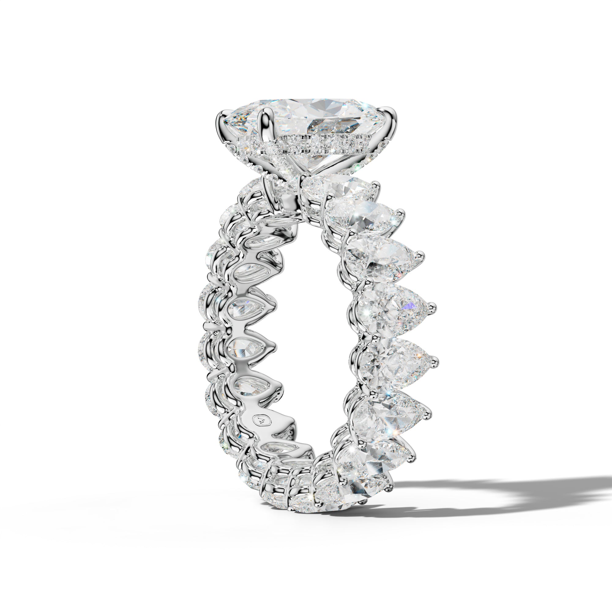 Maya Oval Diamond Engagement Ring With Pear Shape Side Stones